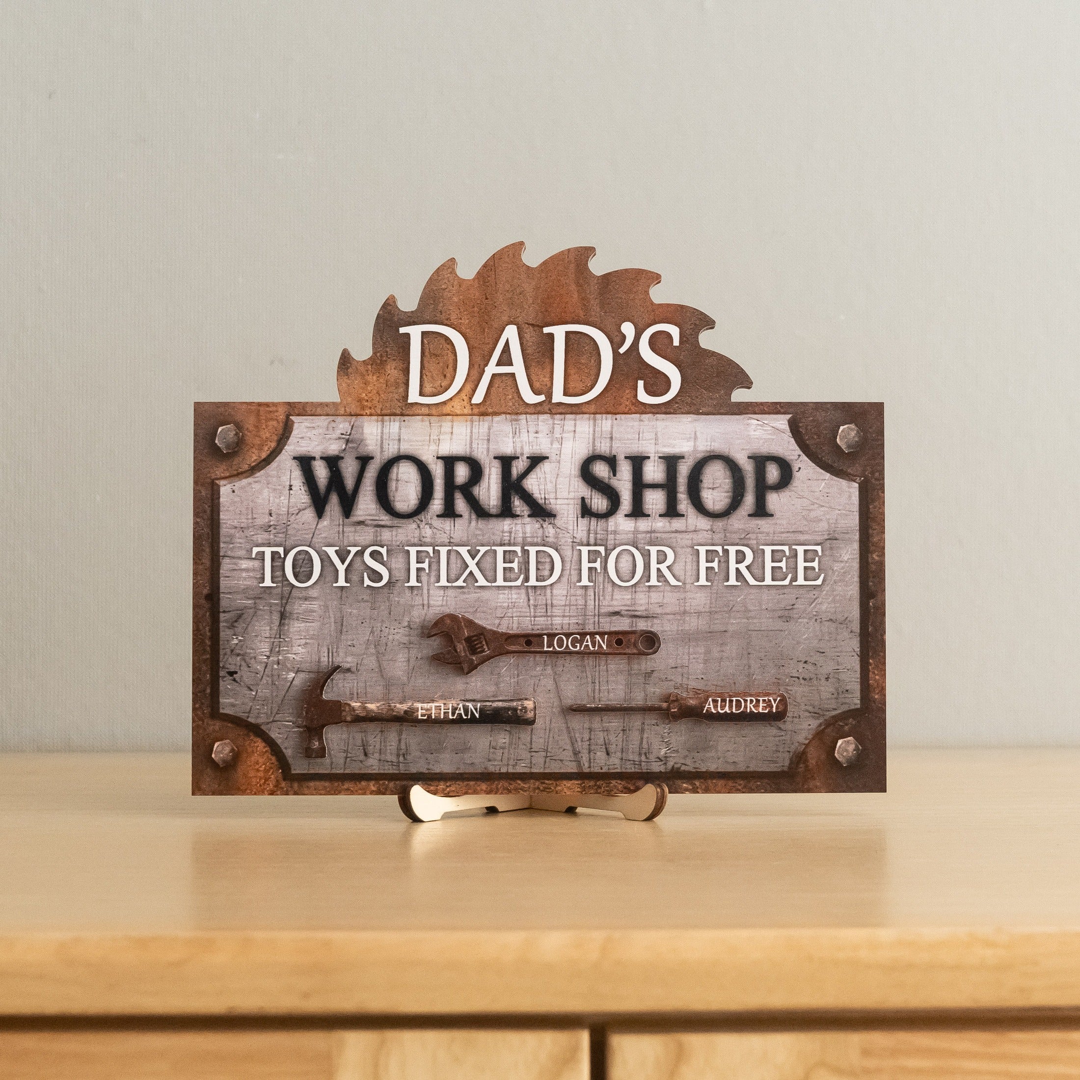 Personalized Dad Workshop Wood Sign Unique Gift for Dad Decor D80