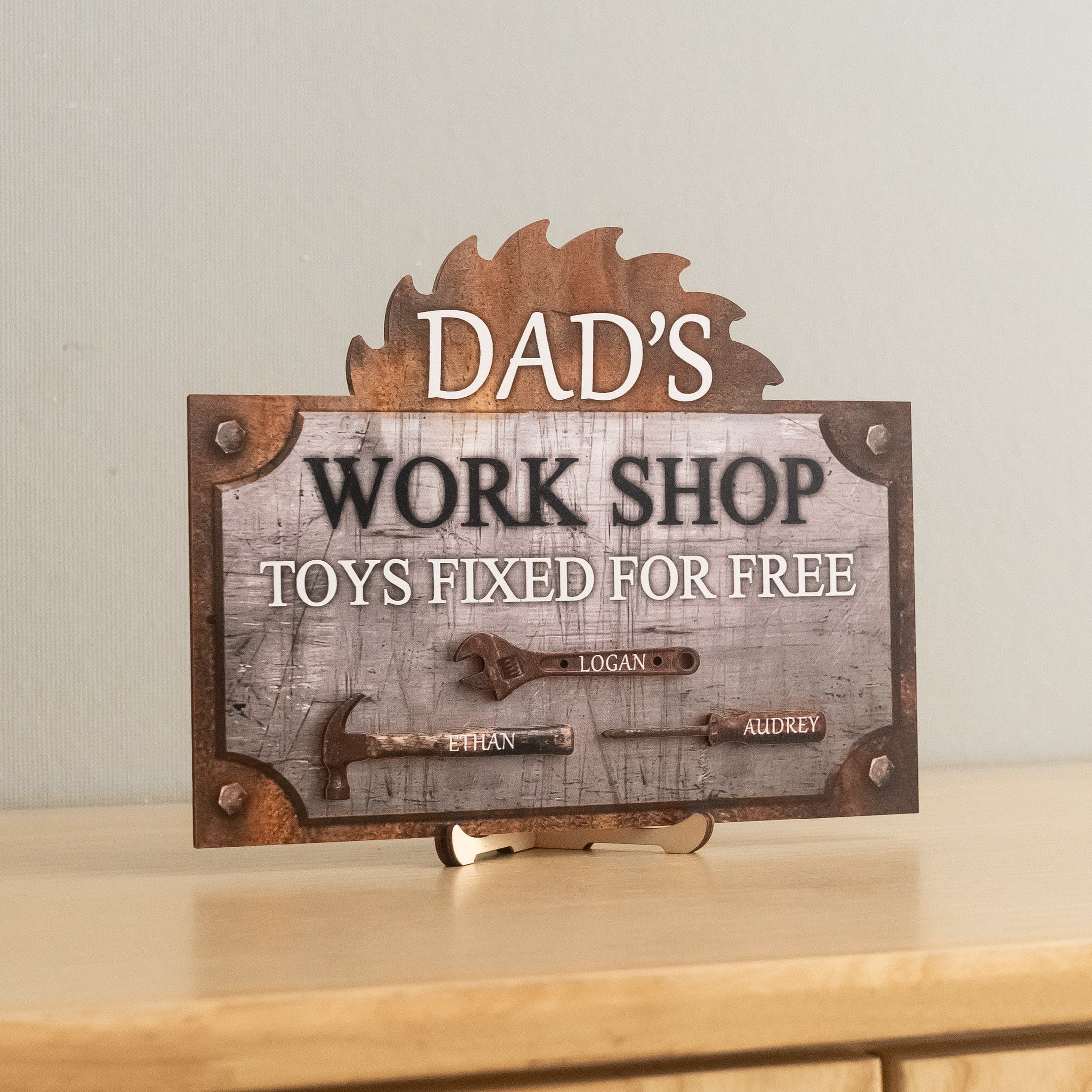 Personalized Dad Workshop Wood Sign Unique Gift for Dad Decor D80