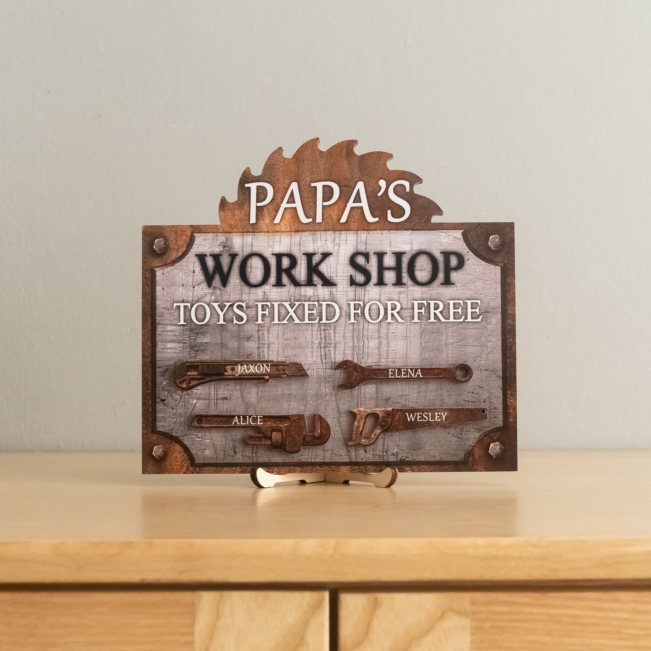 Personalized Dad Workshop Wood Sign Unique Gift for Dad Decor D80
