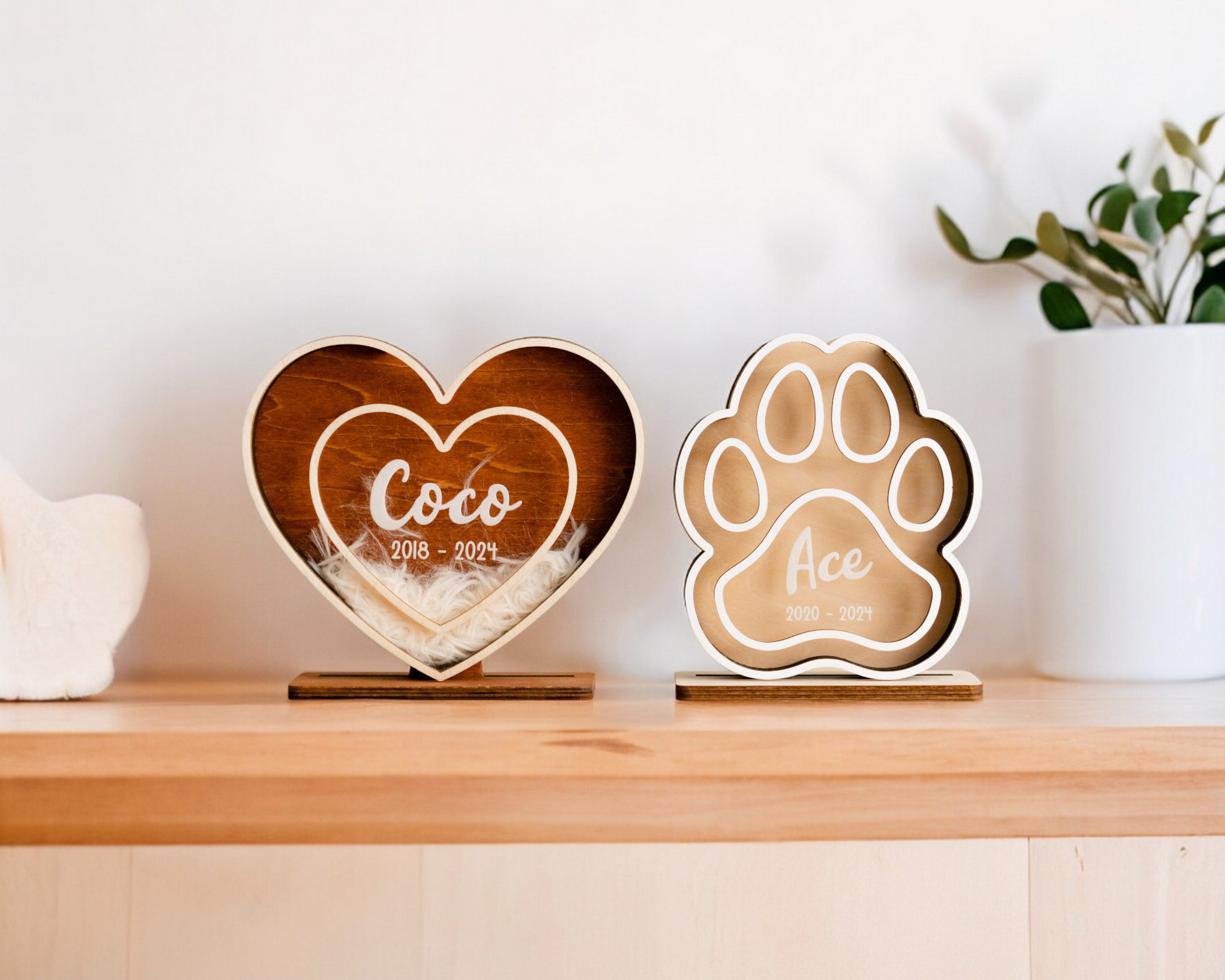 Personalized Wooden Pet Hair Keepsake for Pet Memorial Decor R23