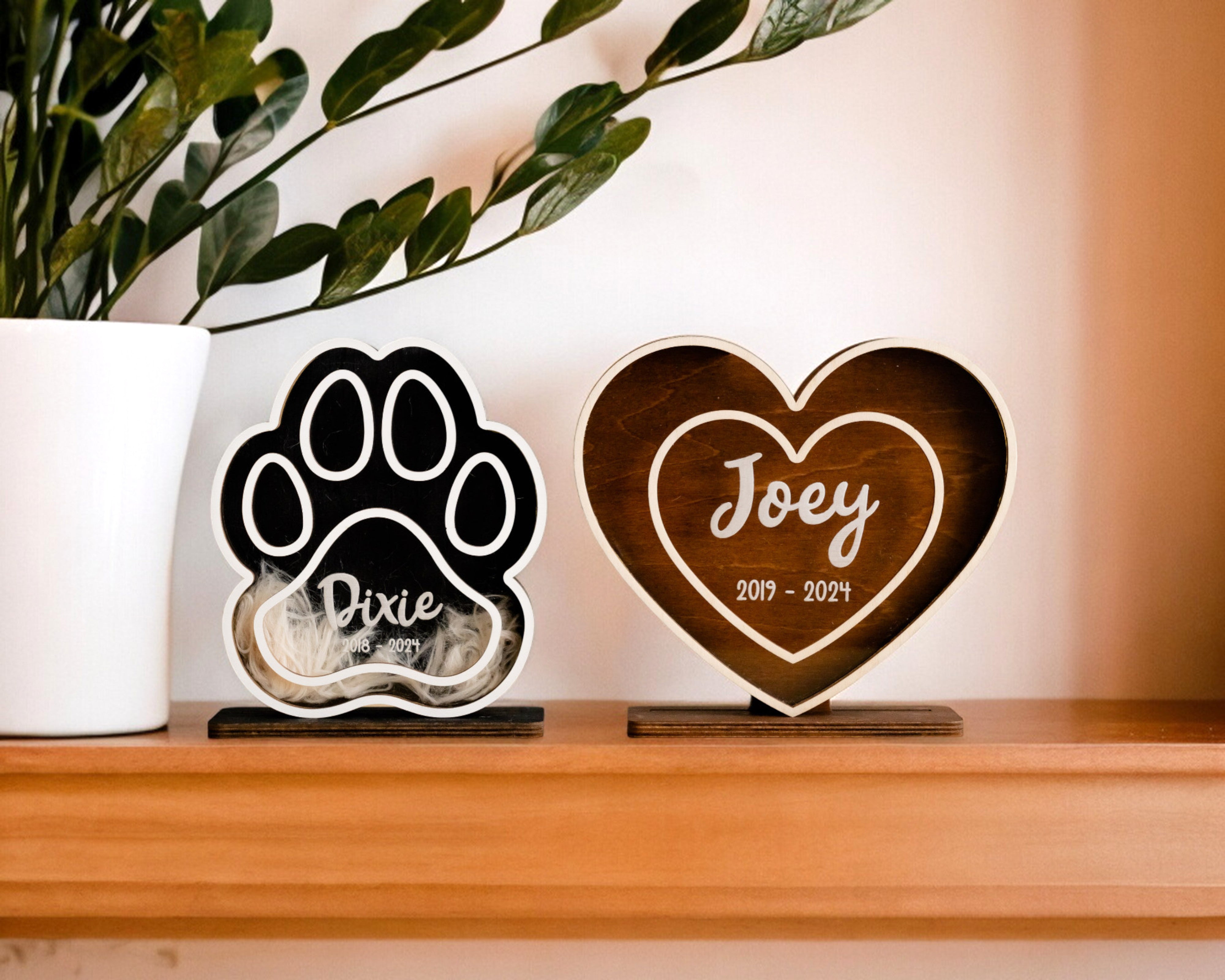 Personalized Wooden Pet Hair Keepsake for Pet Memorial Decor R23
