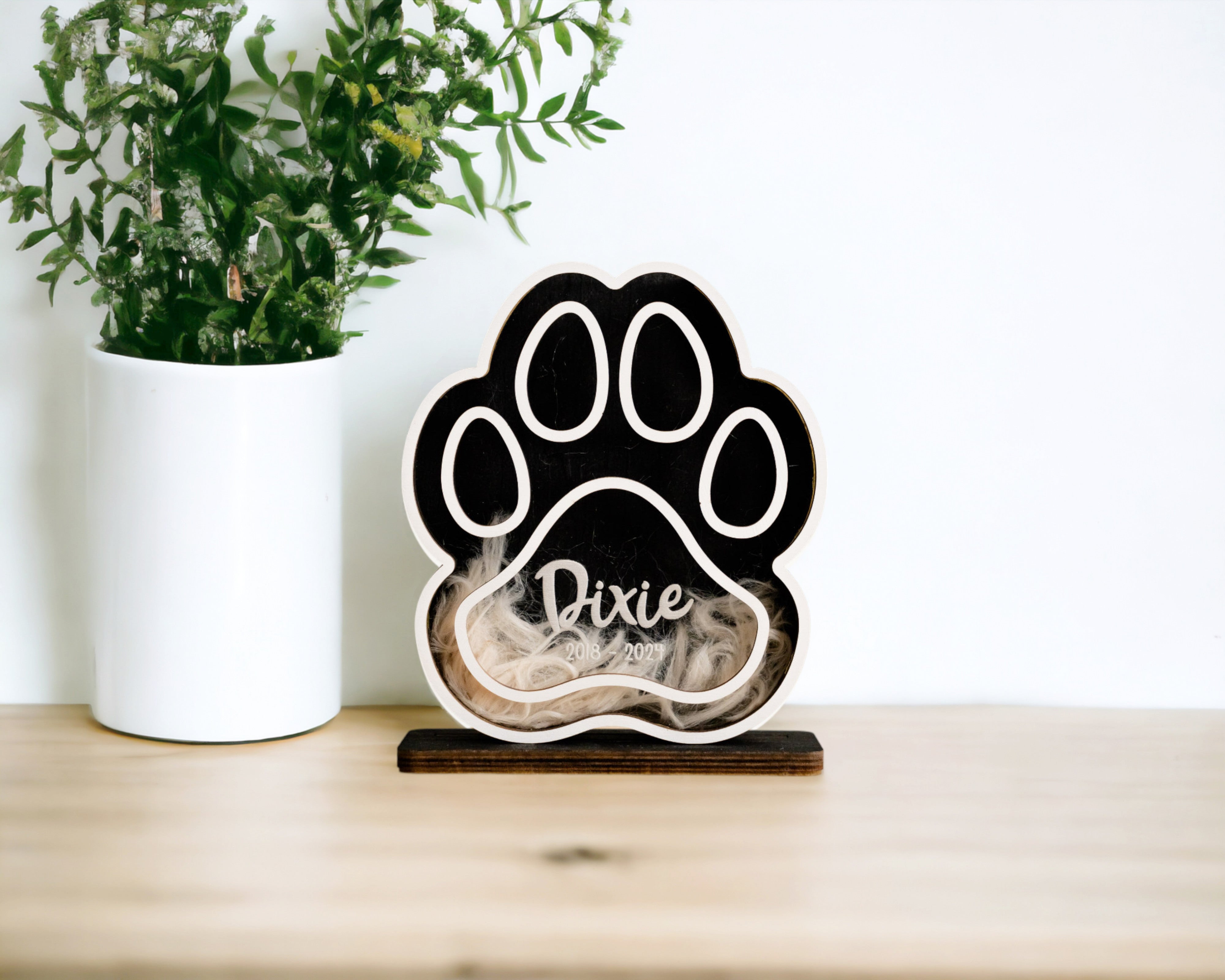 Personalized Wooden Pet Hair Keepsake for Pet Memorial Gift R23