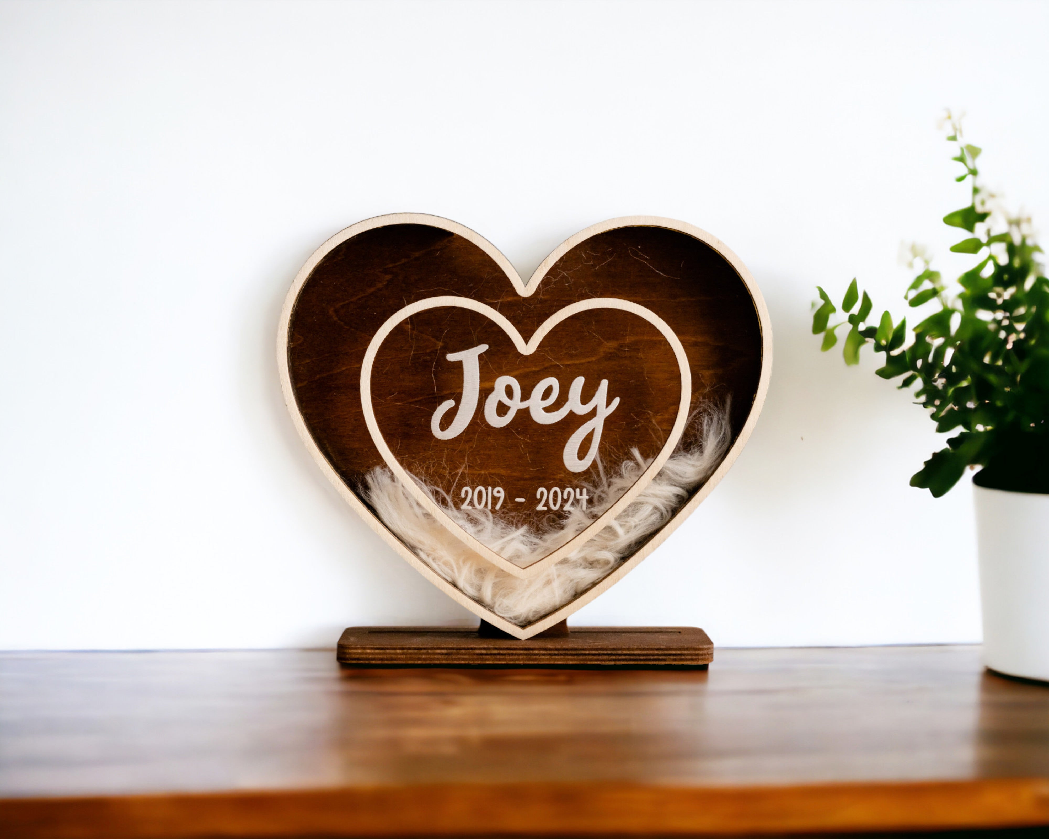 Personalized Wooden Pet Hair Keepsake for Pet Memorial Decor R23