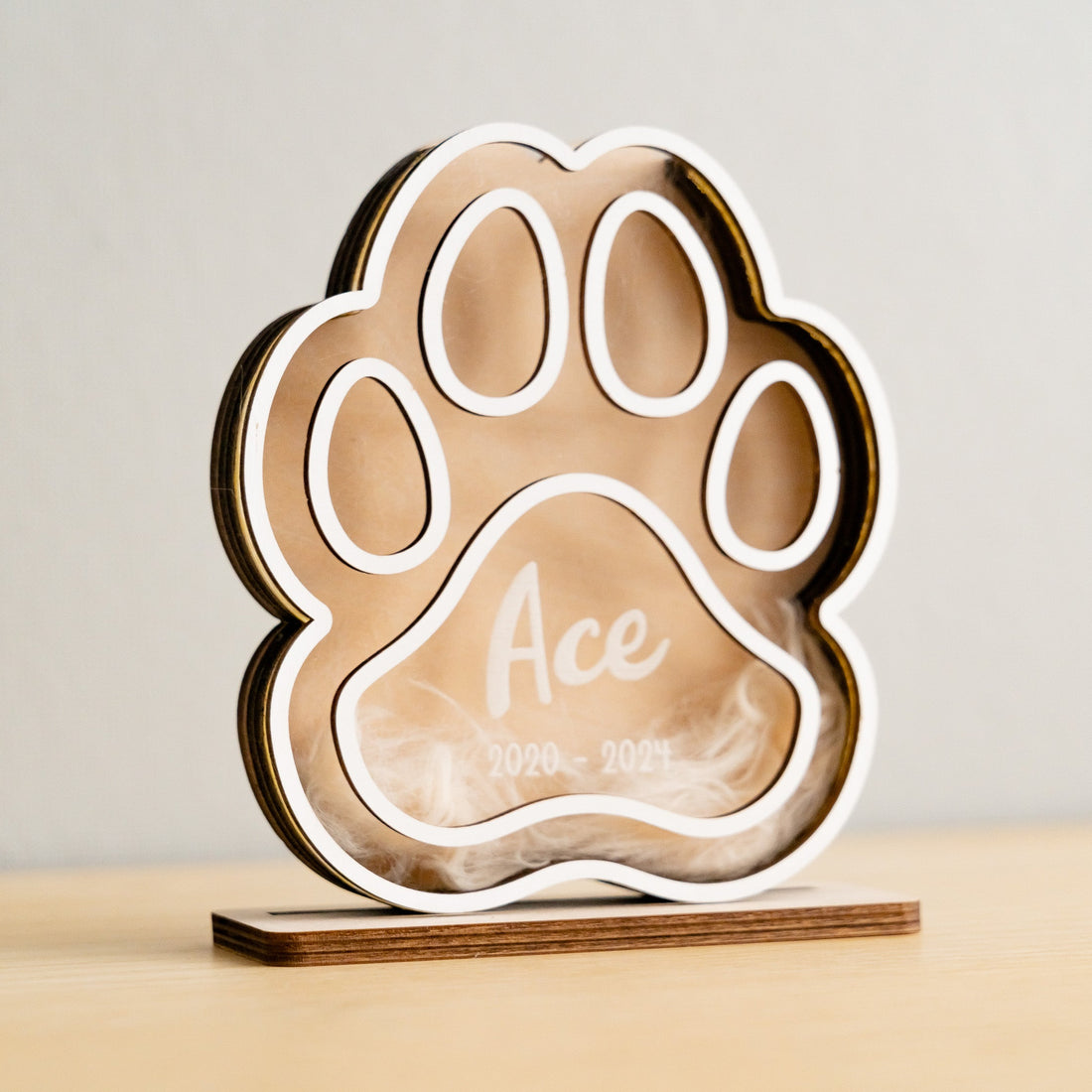 Personalized Wooden Pet Hair Keepsake for Pet Memorial Decor R23