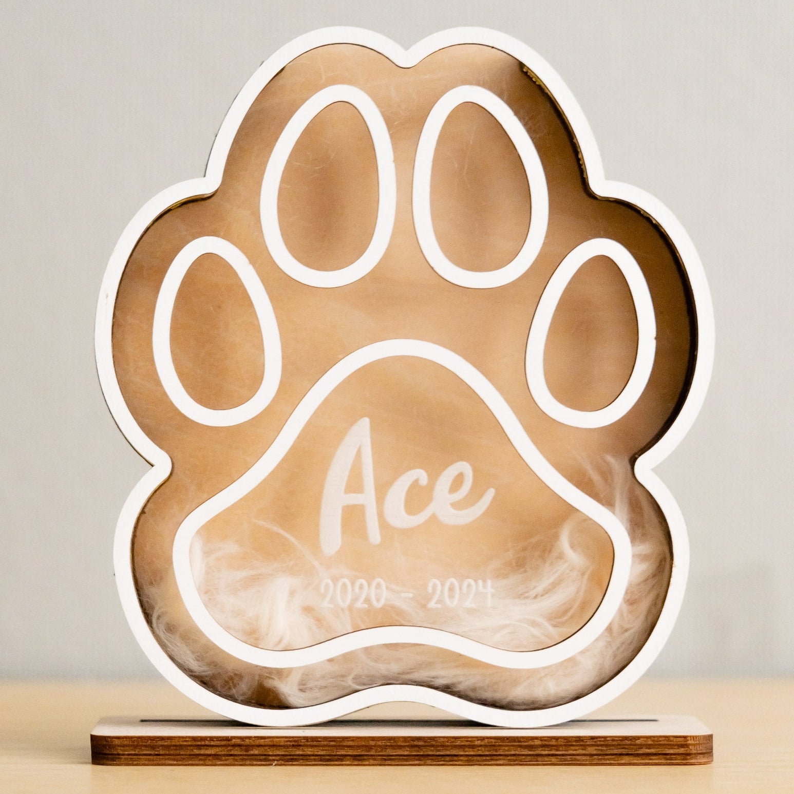 Personalized Wooden Pet Hair Keepsake for Pet Memorial Decor R23