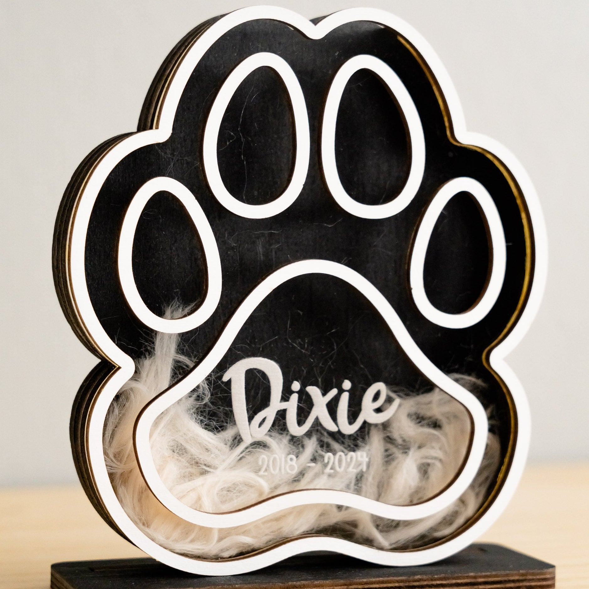 Personalized Wooden Pet Hair Keepsake for Pet Memorial Gift R23