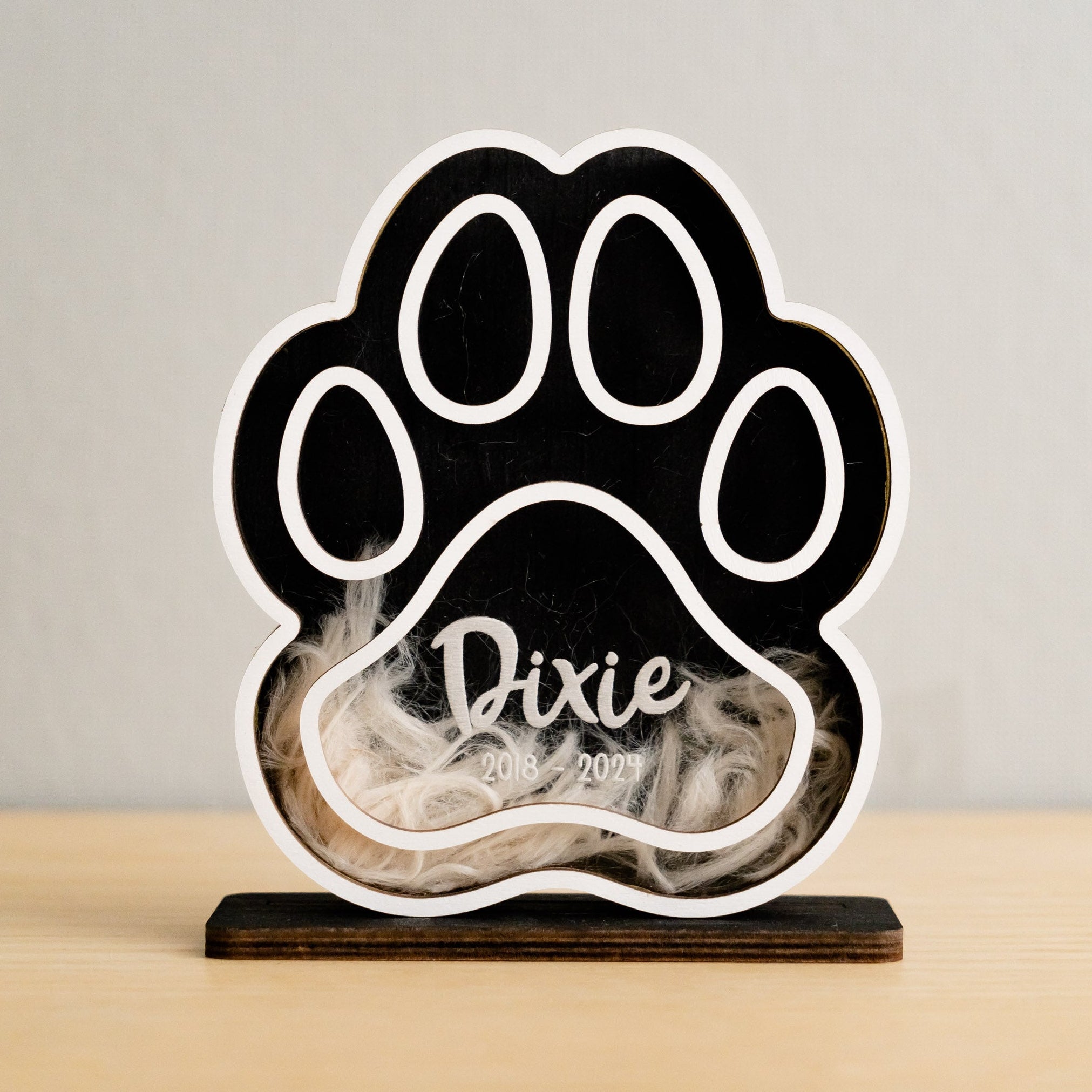 Personalized Wooden Pet Hair Keepsake for Pet Memorial Gift R23