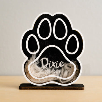 Personalized Wooden Pet Hair Keepsake for Pet Memorial Gift R23