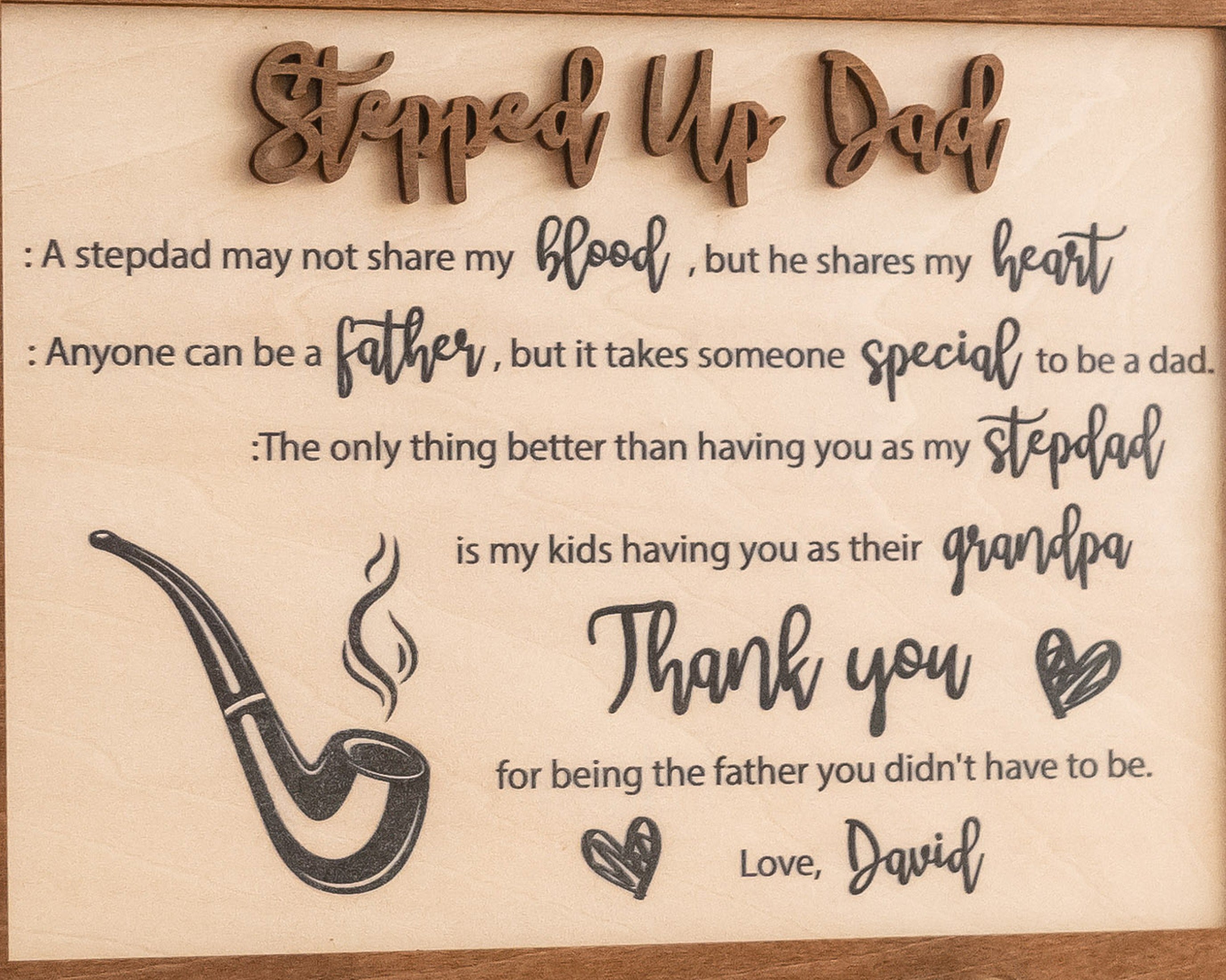 Stepped Up Dad Personalized Wood Plaque Unique Fathers Day Gift D92