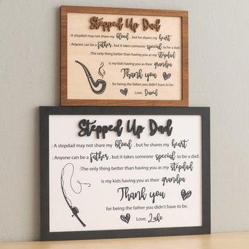 Stepped Up Dad Personalized Wood Plaque Unique Fathers Day Gift D92