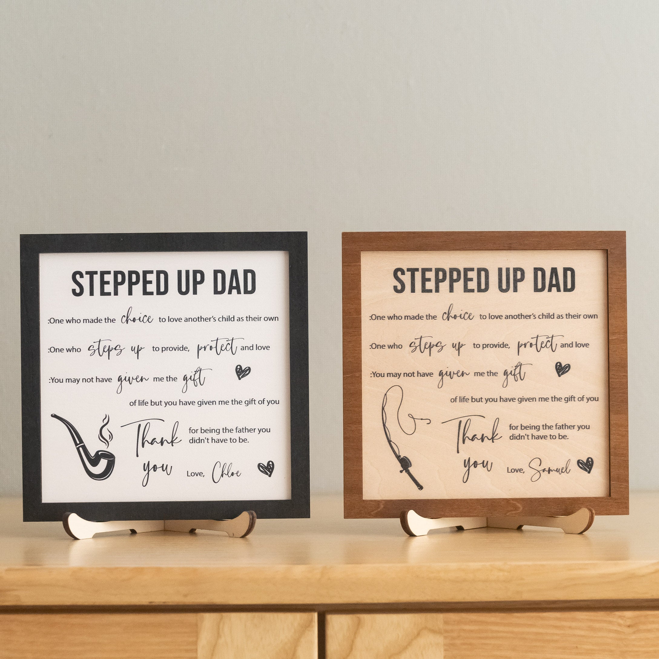 Stepped Up Dad Personalized Wood Plaque for Fathers Day Present D91