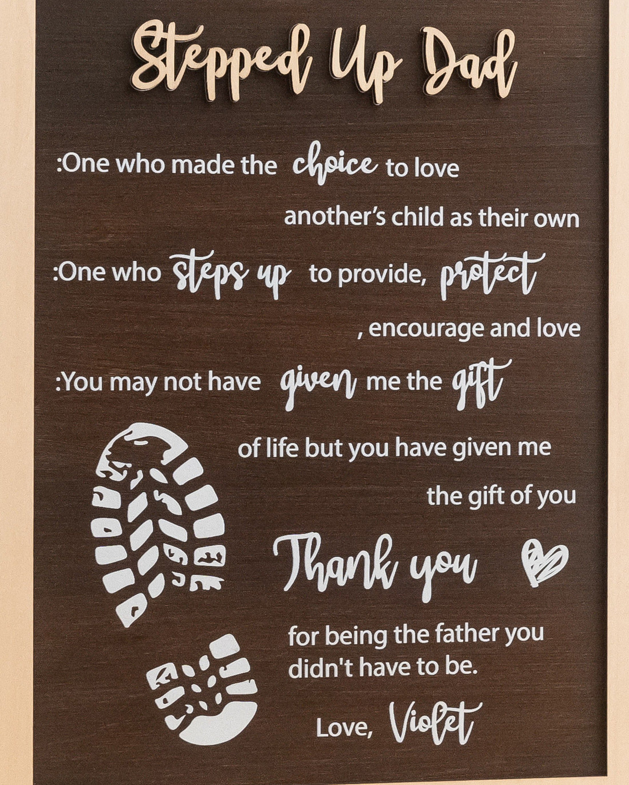 Stepped Up Dad Personalized Wood Plaque Unique Fathers Day Gift D90