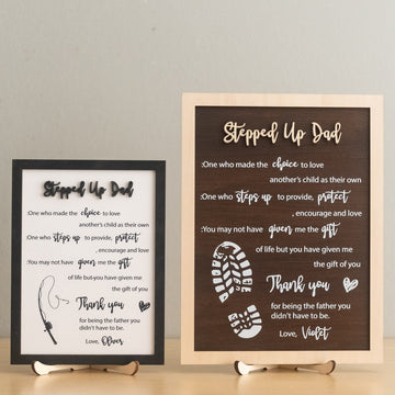 Stepped Up Dad Personalized Wood Plaque Unique Fathers Day Gift D90