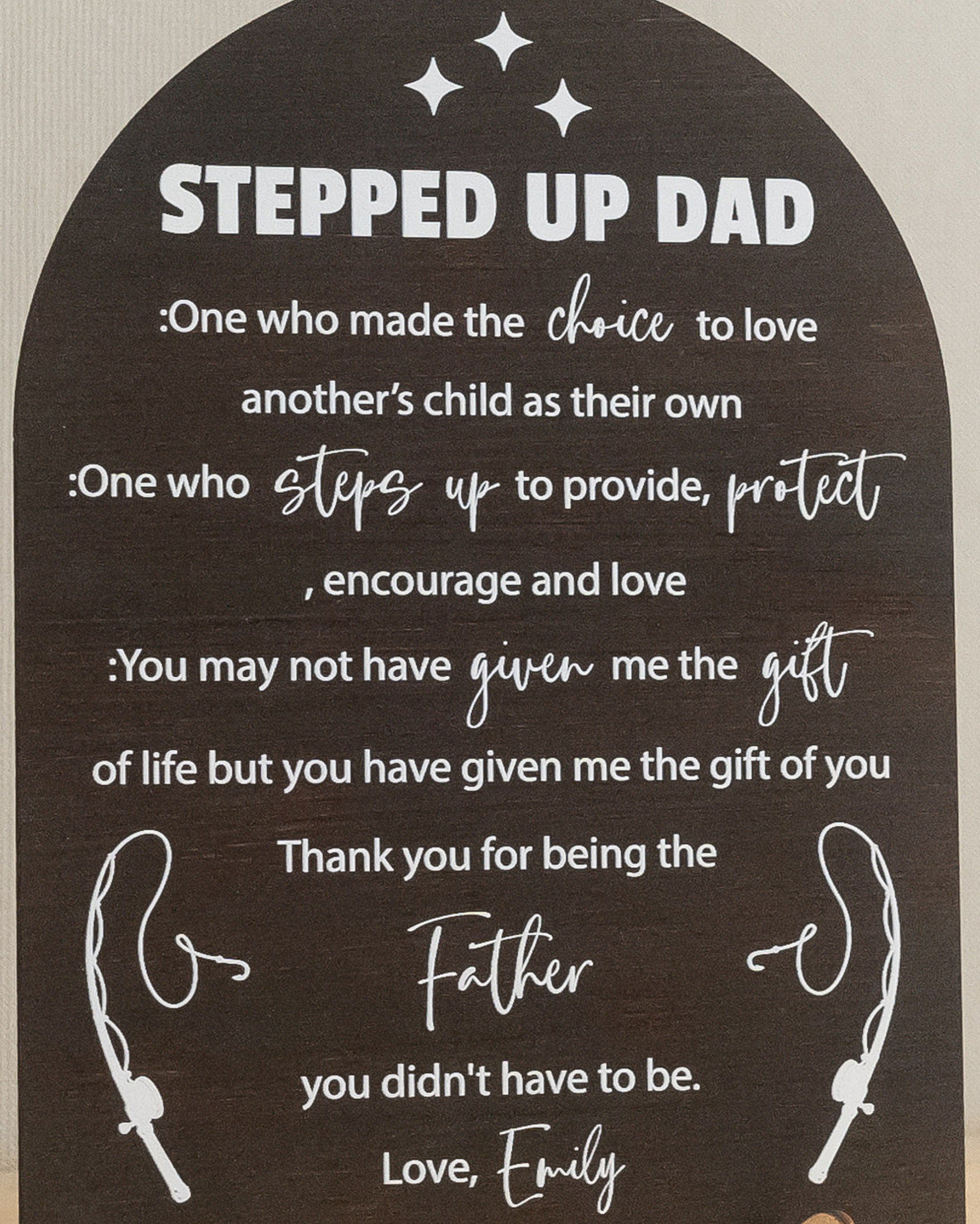 Stepped Up Dad Personalized Wood Plaque Fathers Day Present Sign D94