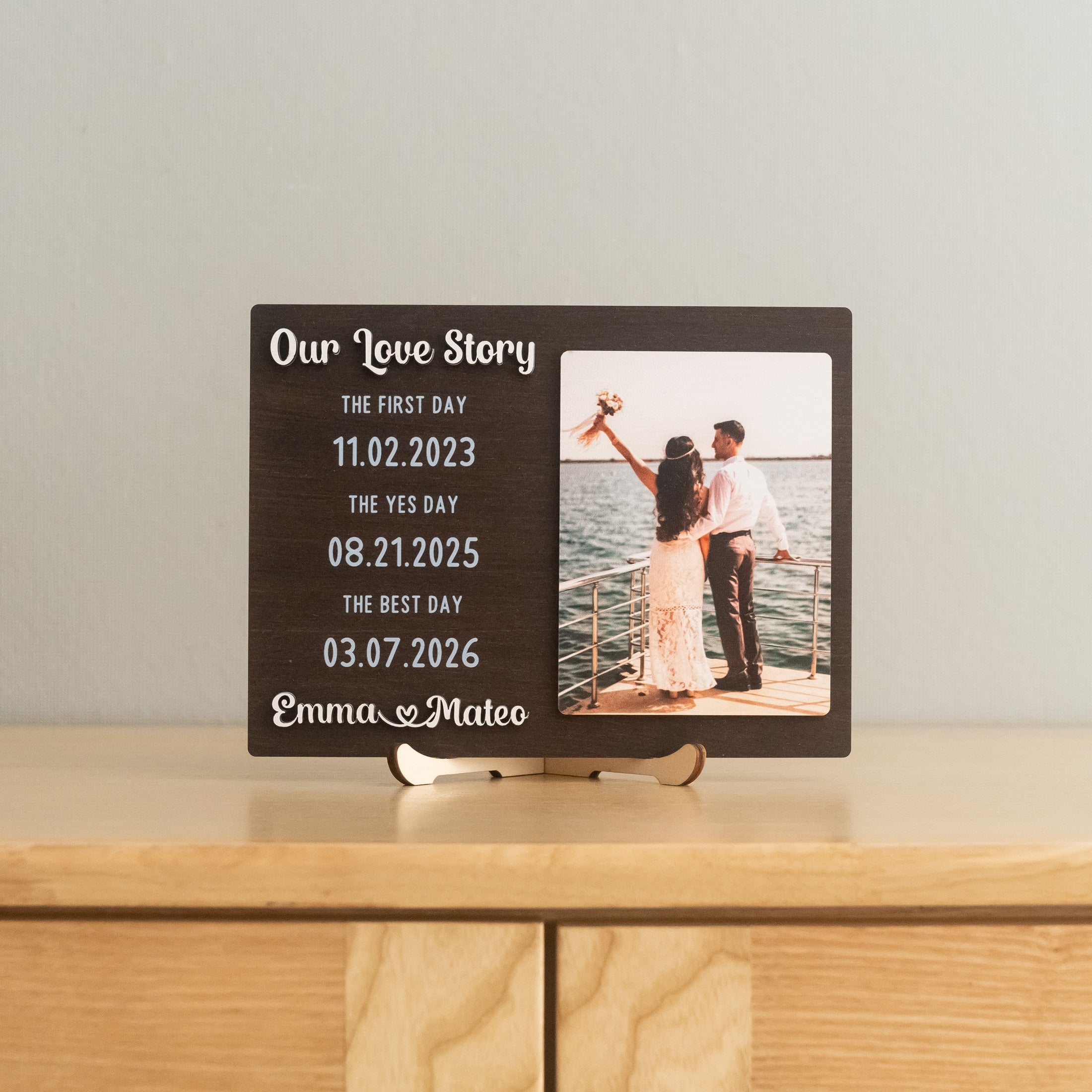 Personalized Love Story Photo Wood Sign Anniversary Gift for Couple D98