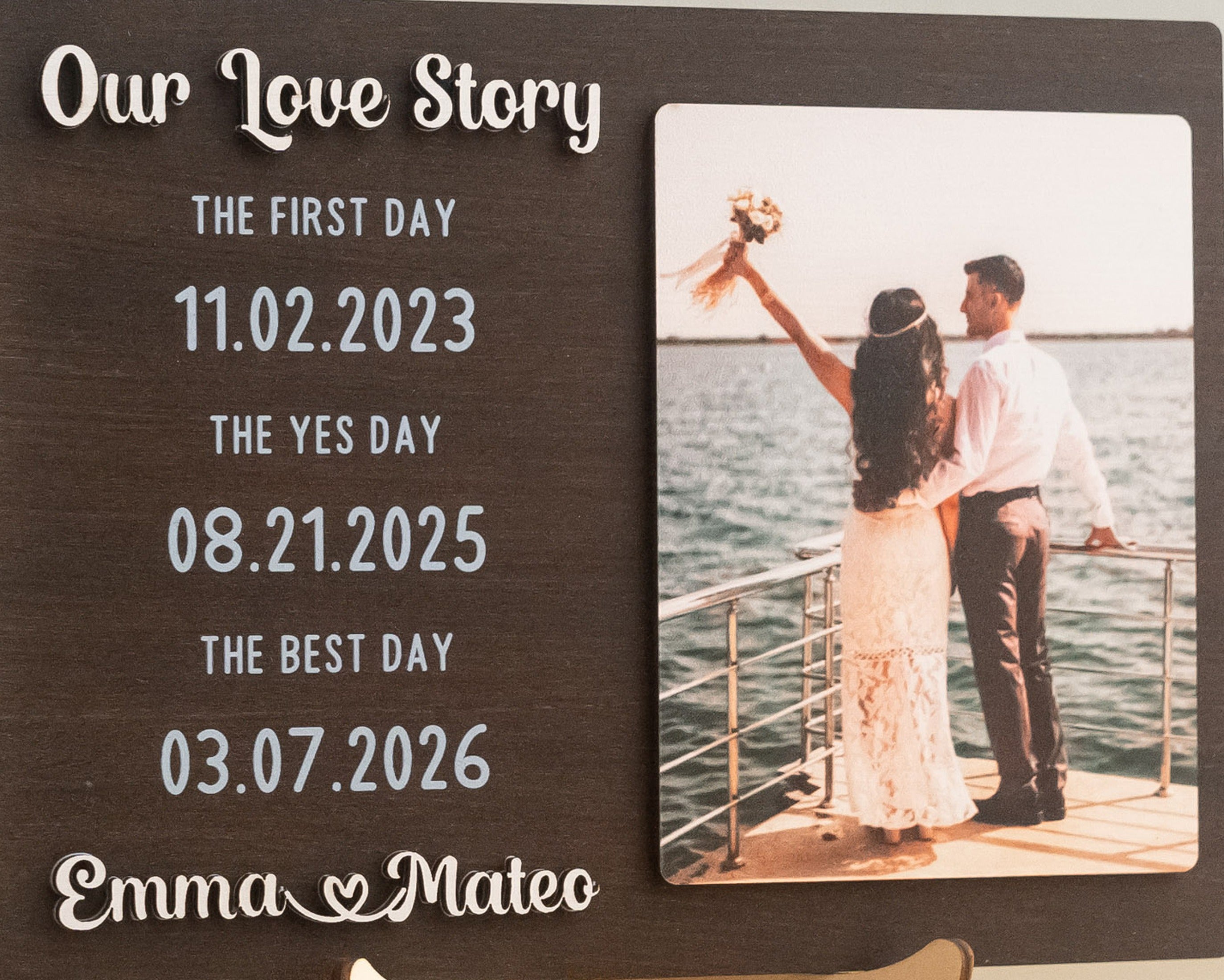 Personalized Love Story Photo Wood Sign Anniversary Gift for Couple D98