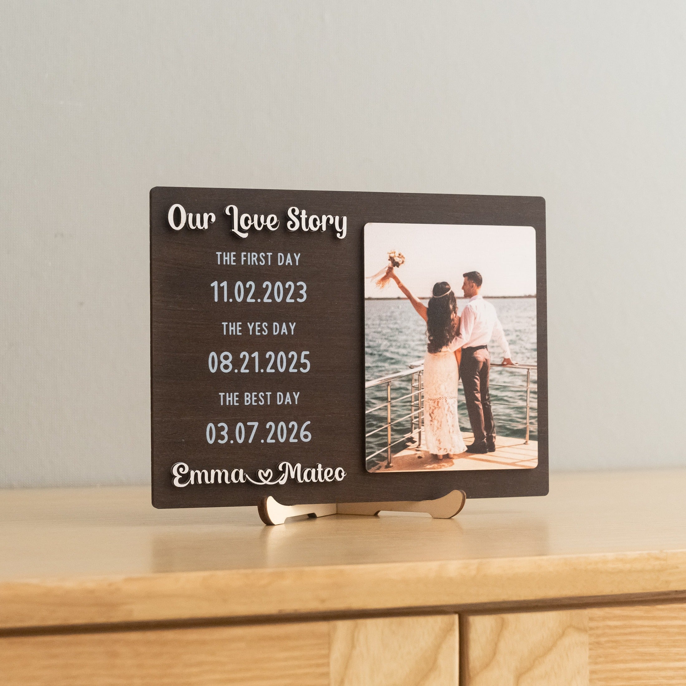 Personalized Love Story Photo Wood Sign Anniversary Gift for Couple D98