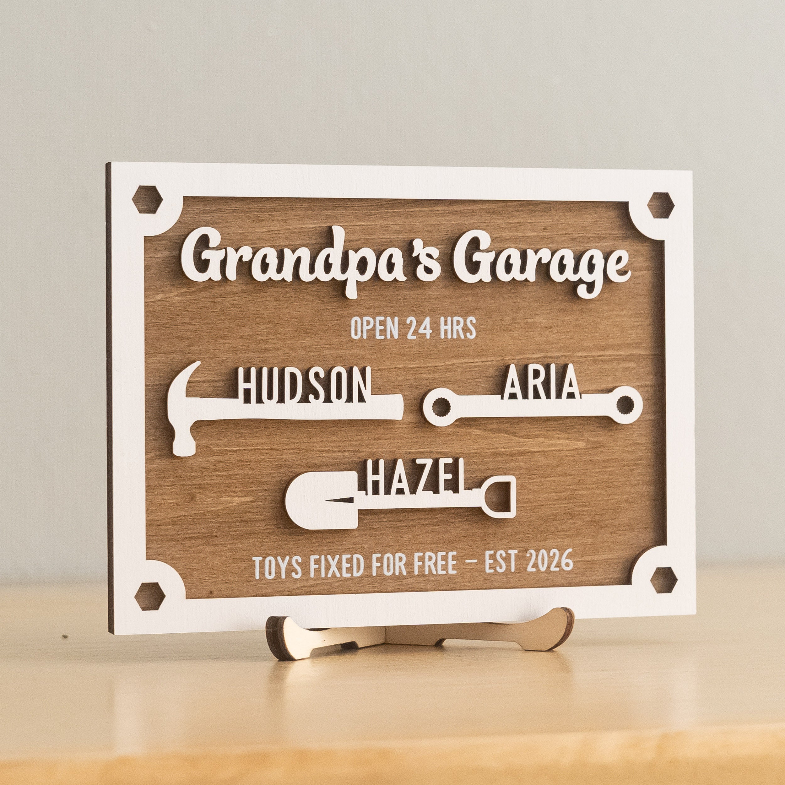 Personalized Grandpa Garage Wood Sign Fathers Day Present Decor D70