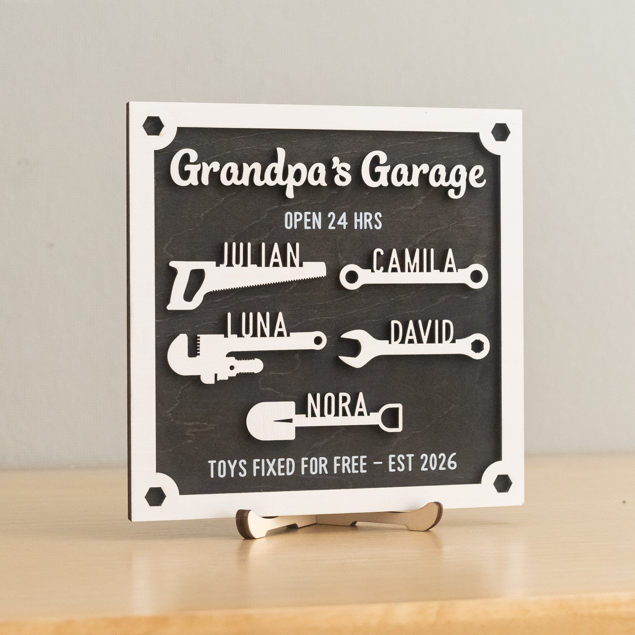 Personalized Grandpa Garage Wood Sign Fathers Day Present Decor D70