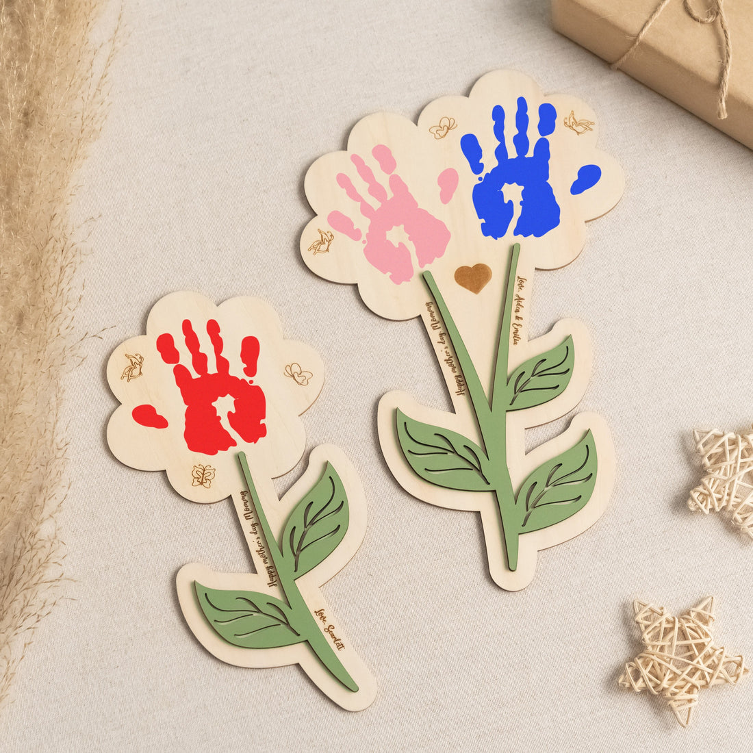 Wooden Flower Handprint Art Wood for Mothers Day Gifts and Wooden Flower Decor Y70