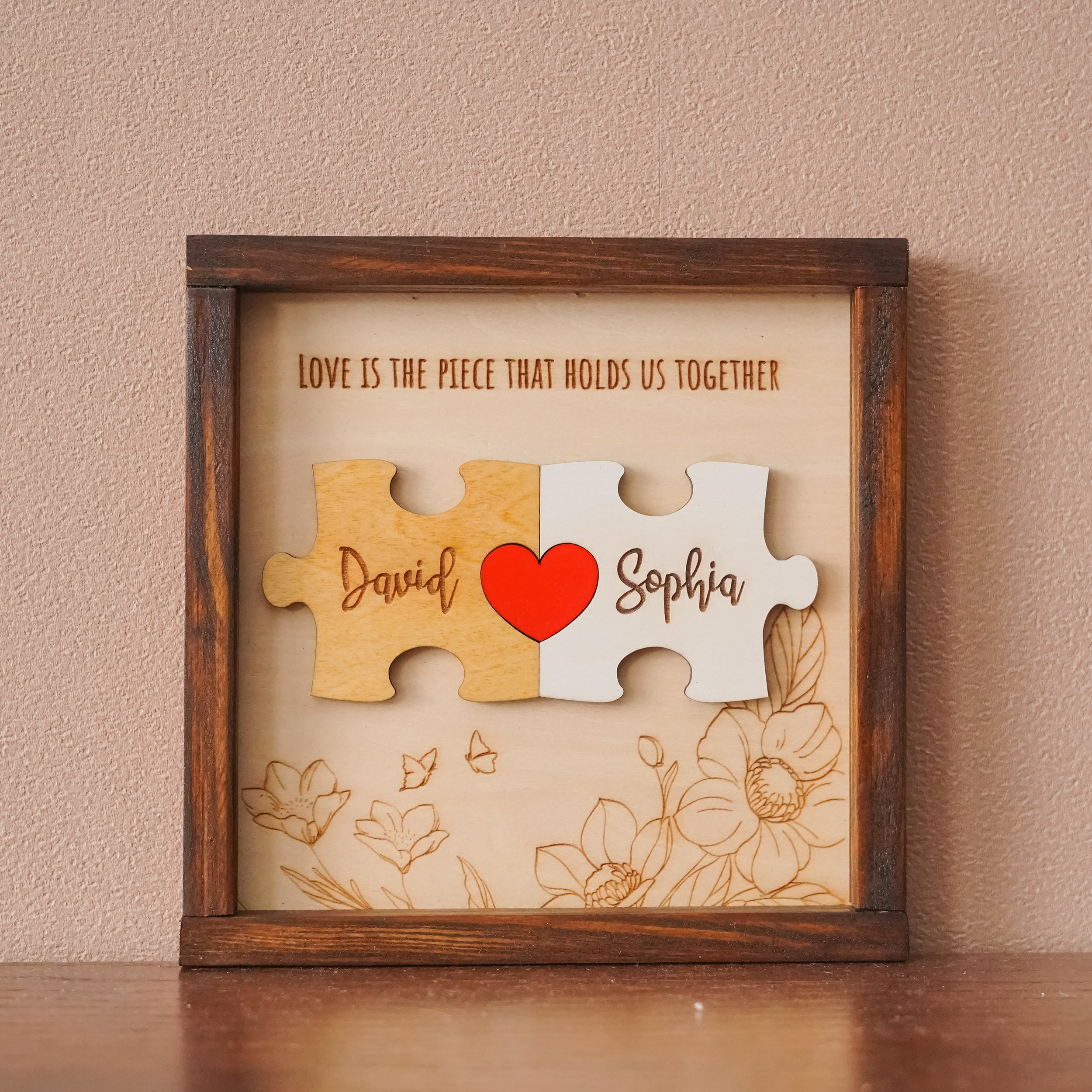 Couple Puzzle Wooden Sign Gift Wood Personalized Couple Gift and Wooden Couple Sign E06