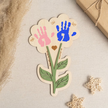 Wooden Flower Handprint Art Wood for Mother Day Gift and Handprint Decor Y70