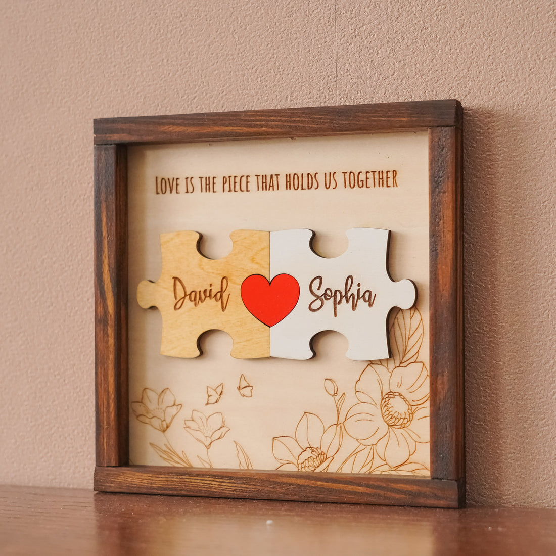 Couple Puzzle Wooden Sign Gift Wood Personalized Couple Gift and Wooden Couple Sign E06