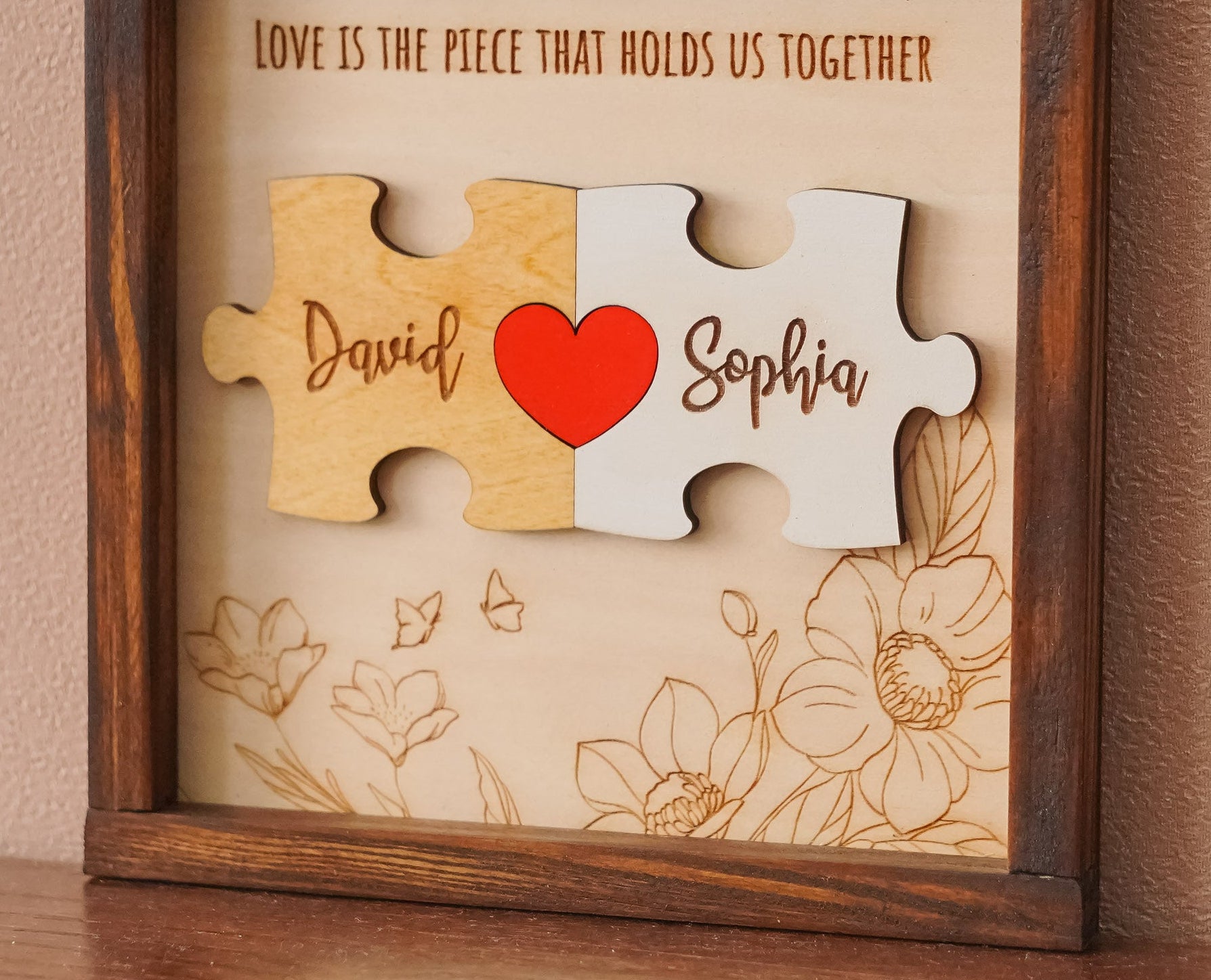 Couple Puzzle Wooden Sign Gift Wood Personalized Couple Gift and Wooden Couple Sign E06