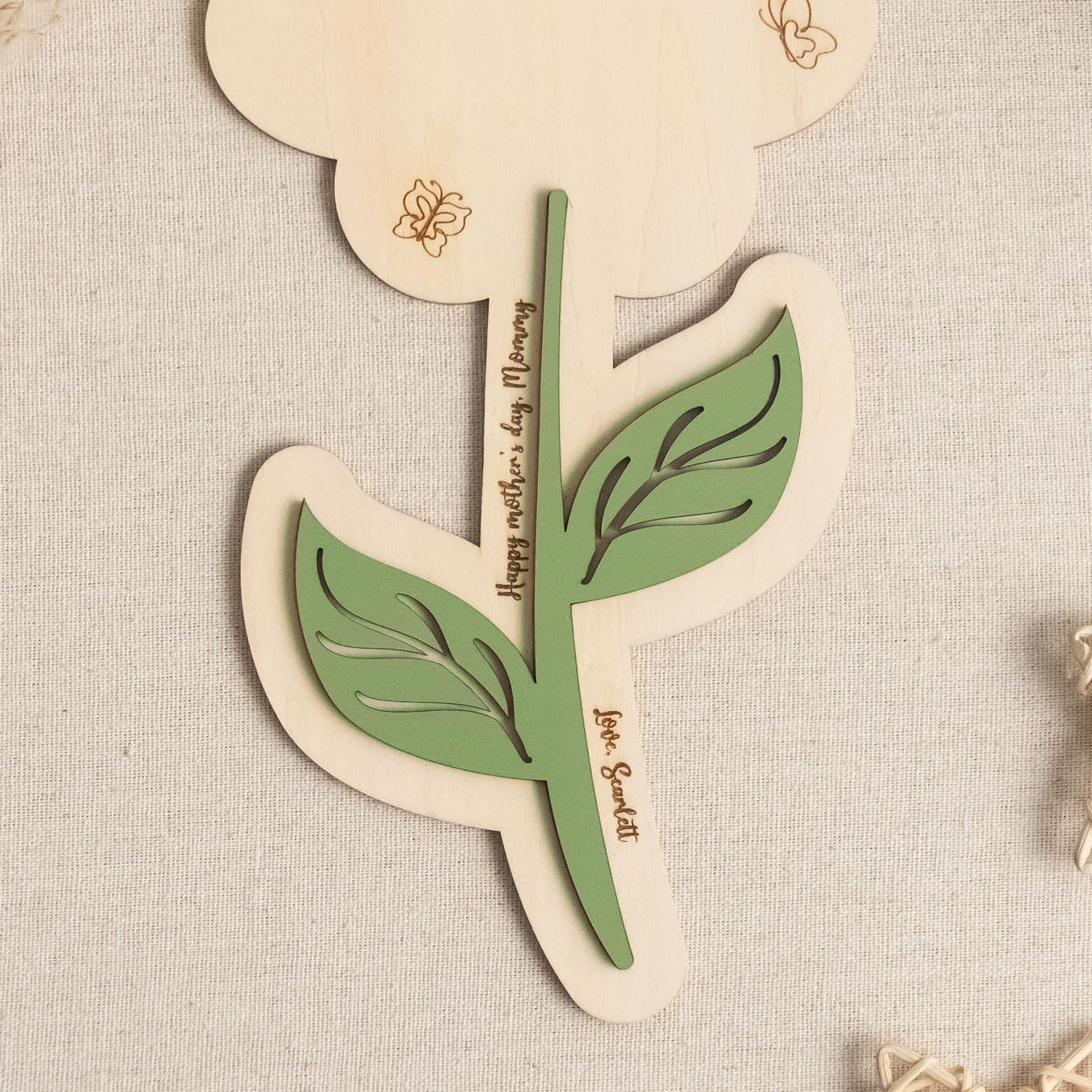 Wooden Flower Handprint Art Wood for Mother Day Gift and Handprint Decor Y70
