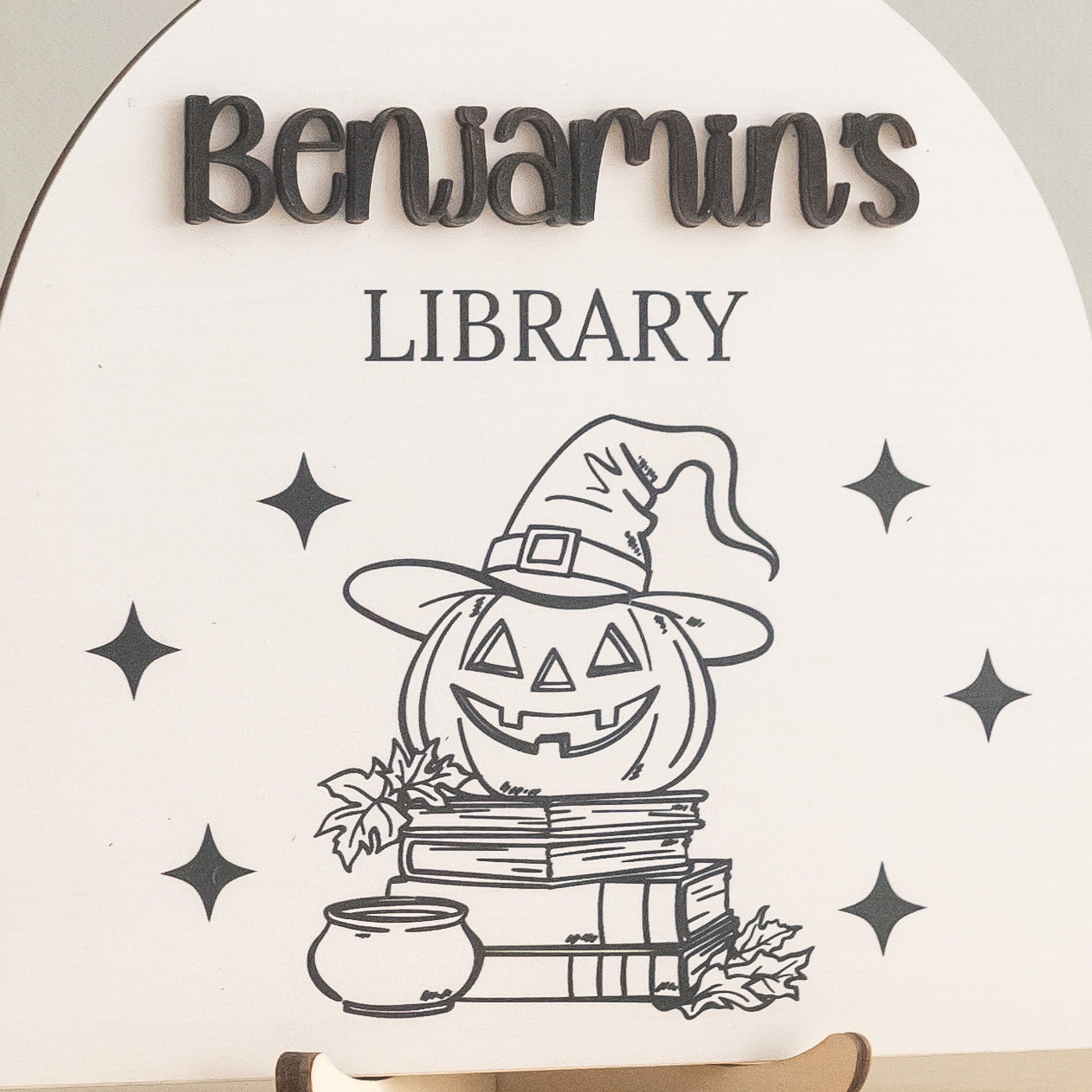 Personalized Library Name Wood Sign Book Lover Gift Decor D01