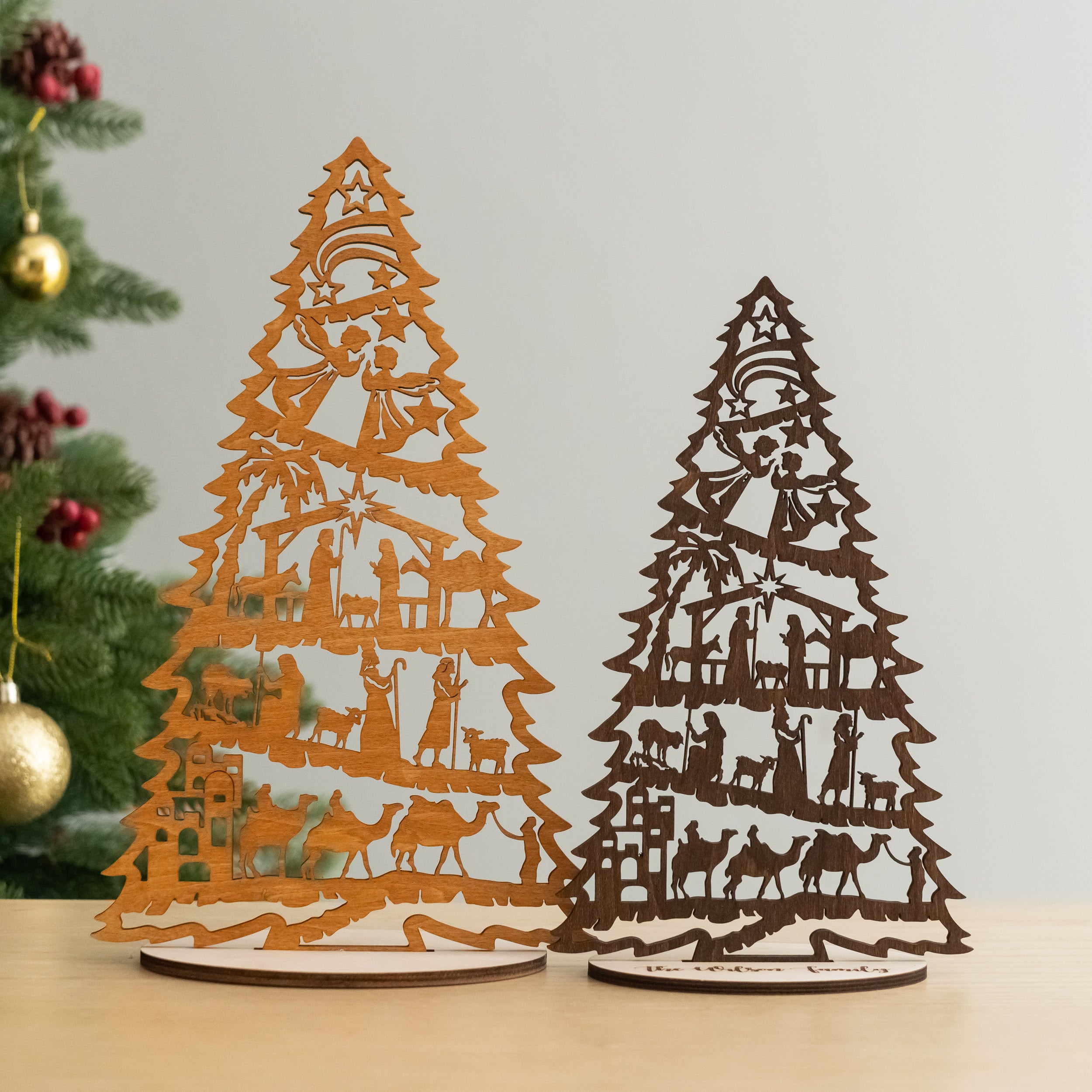 Wooden Holiday Tree Ornament for Festive Tabletop Delight