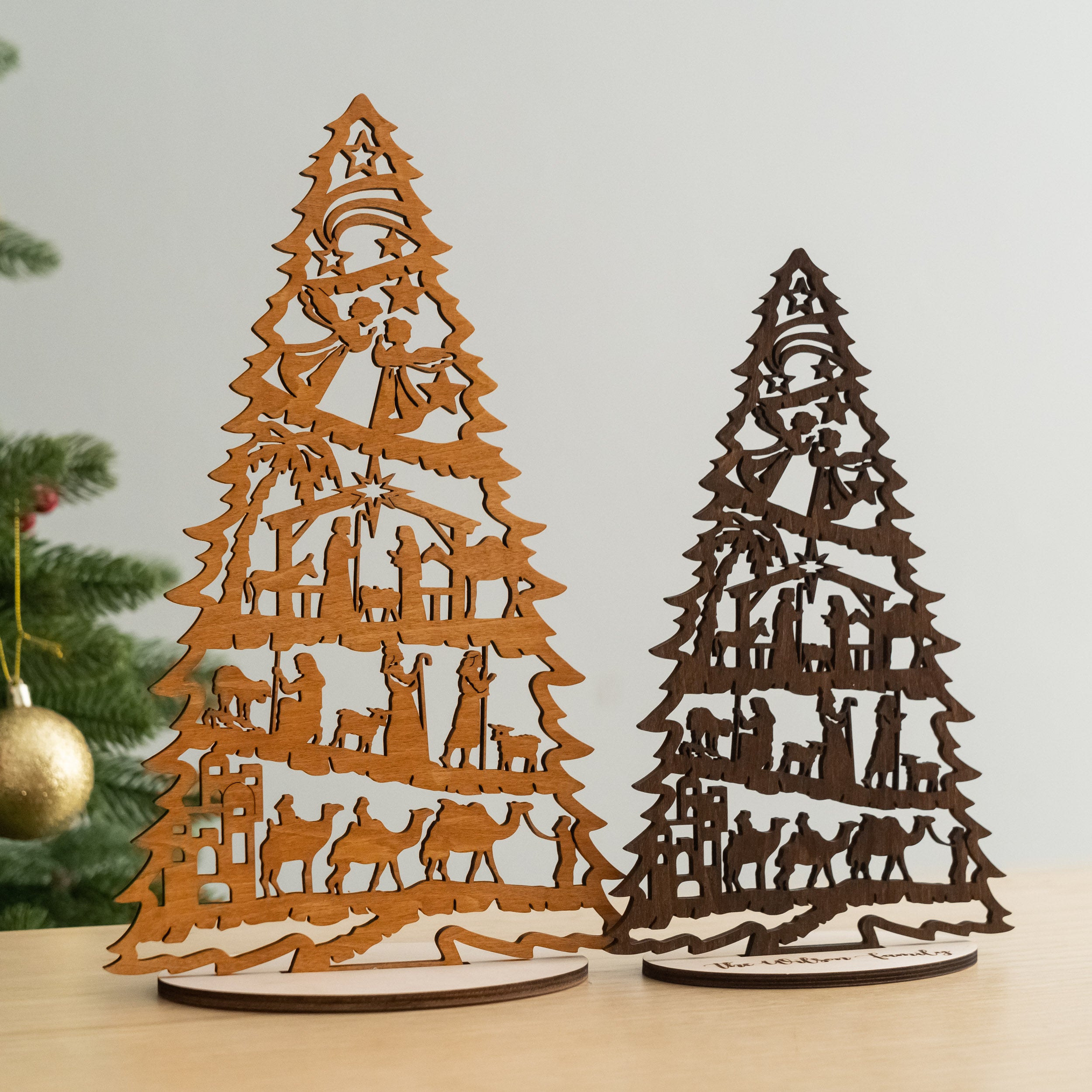 Wooden Holiday Tree Ornament for Festive Tabletop Delight