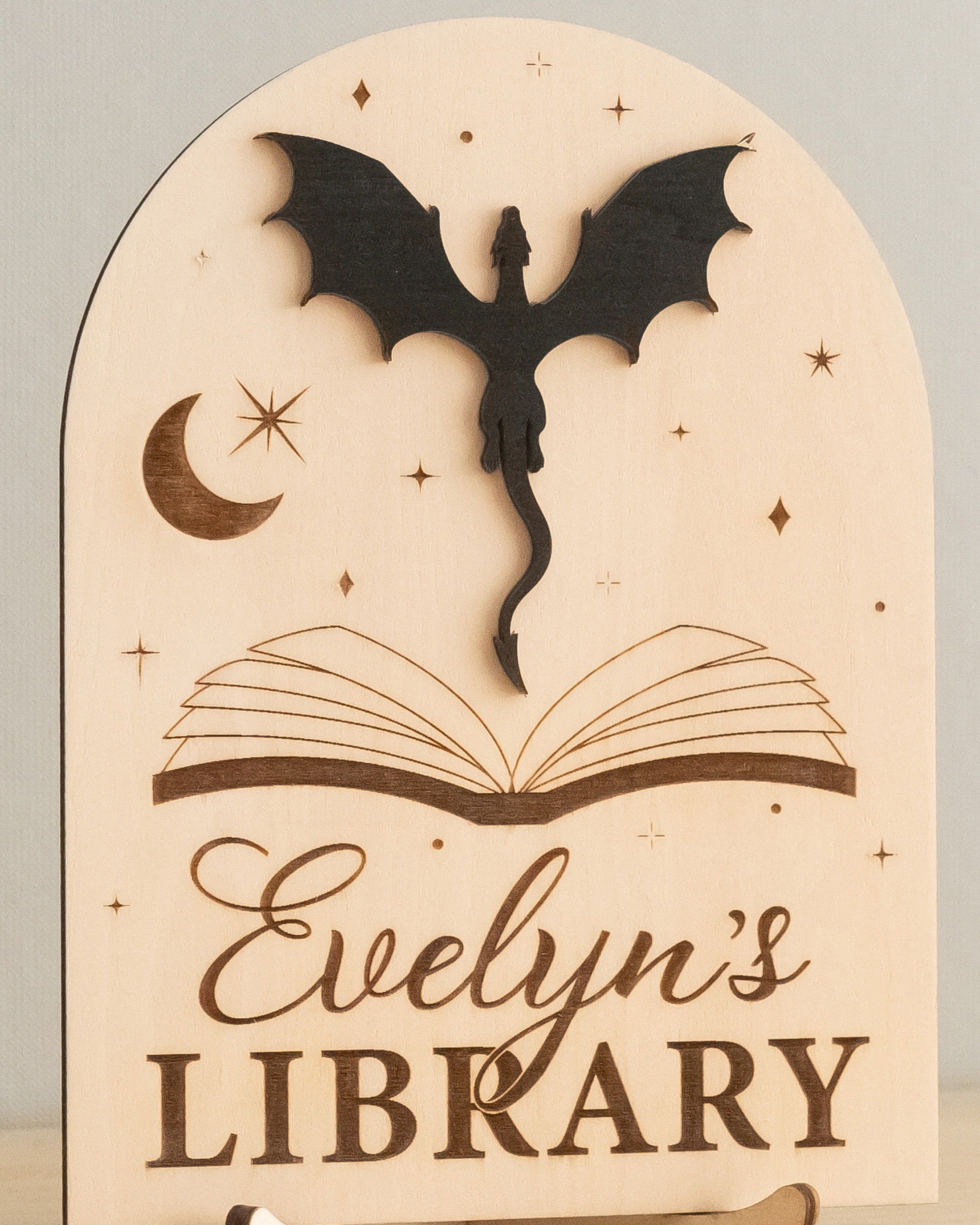 Personalized Library Name Wood Sign Gift for Book Lovers B10