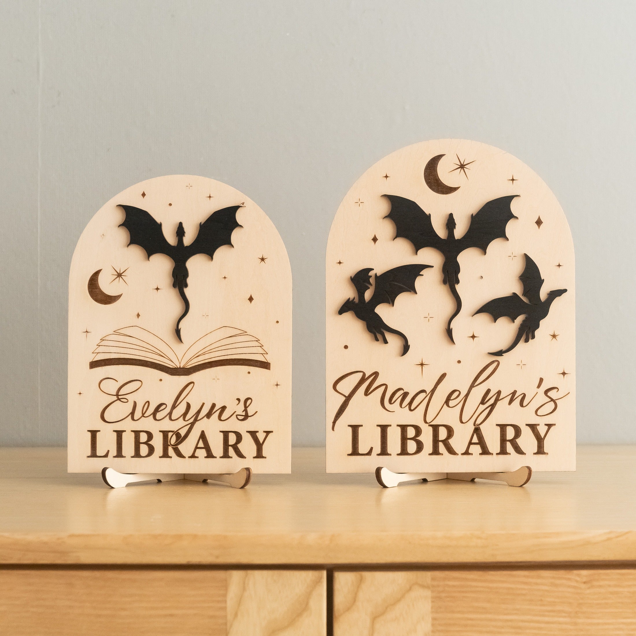 Personalized Library Name Wood Sign Gift for Book Lovers B10
