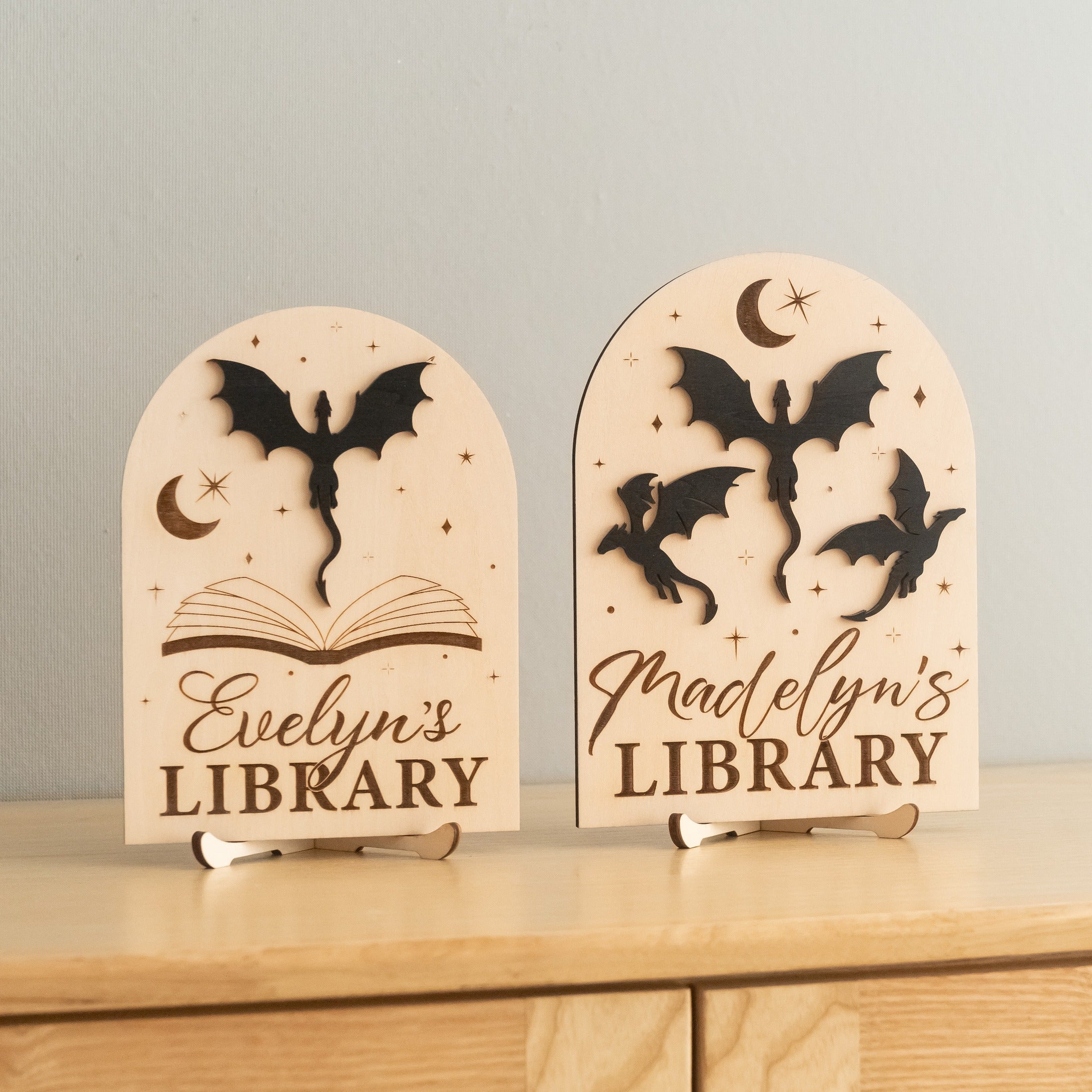 Personalized Library Name Wood Sign Gift for Book Lovers B10
