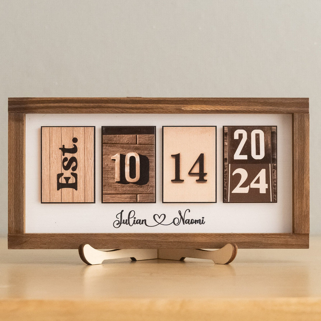 Personalized Wooden Date Block Sign Romantic Gift for Anniversary B08