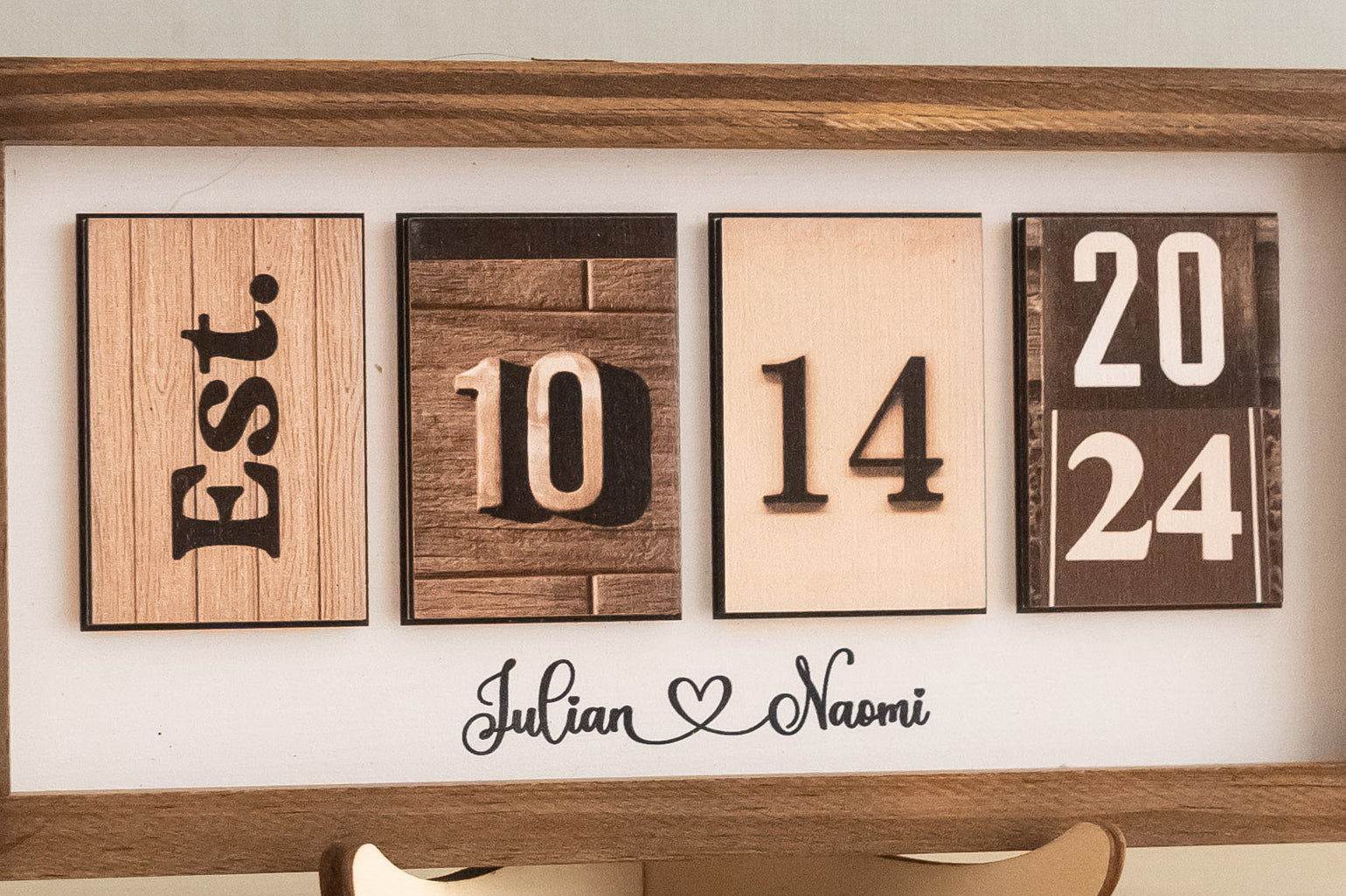 Personalized Wooden Date Block Sign Romantic Gift for Anniversary B08