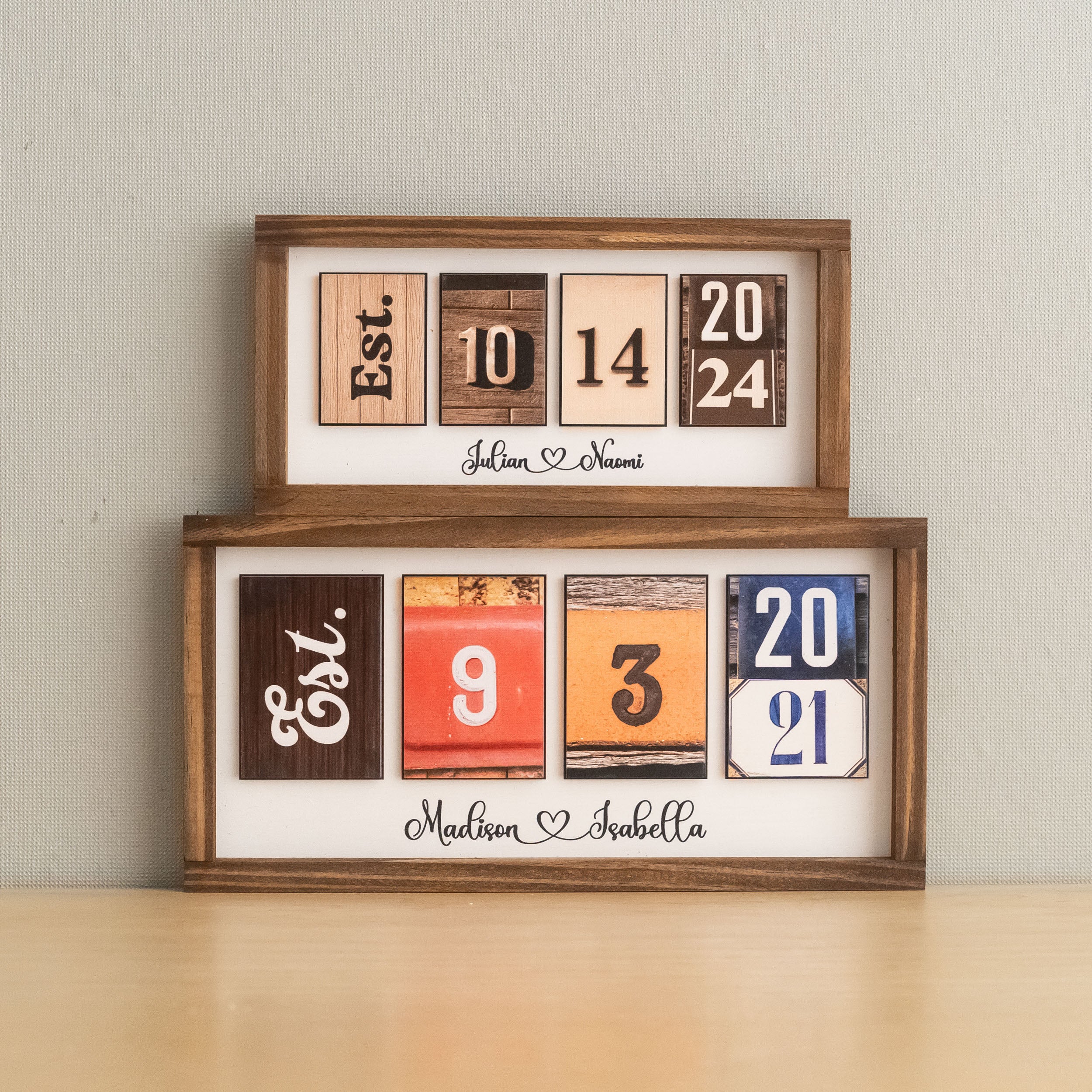 Personalized Wooden Date Block Sign Romantic Gift for Anniversary B08