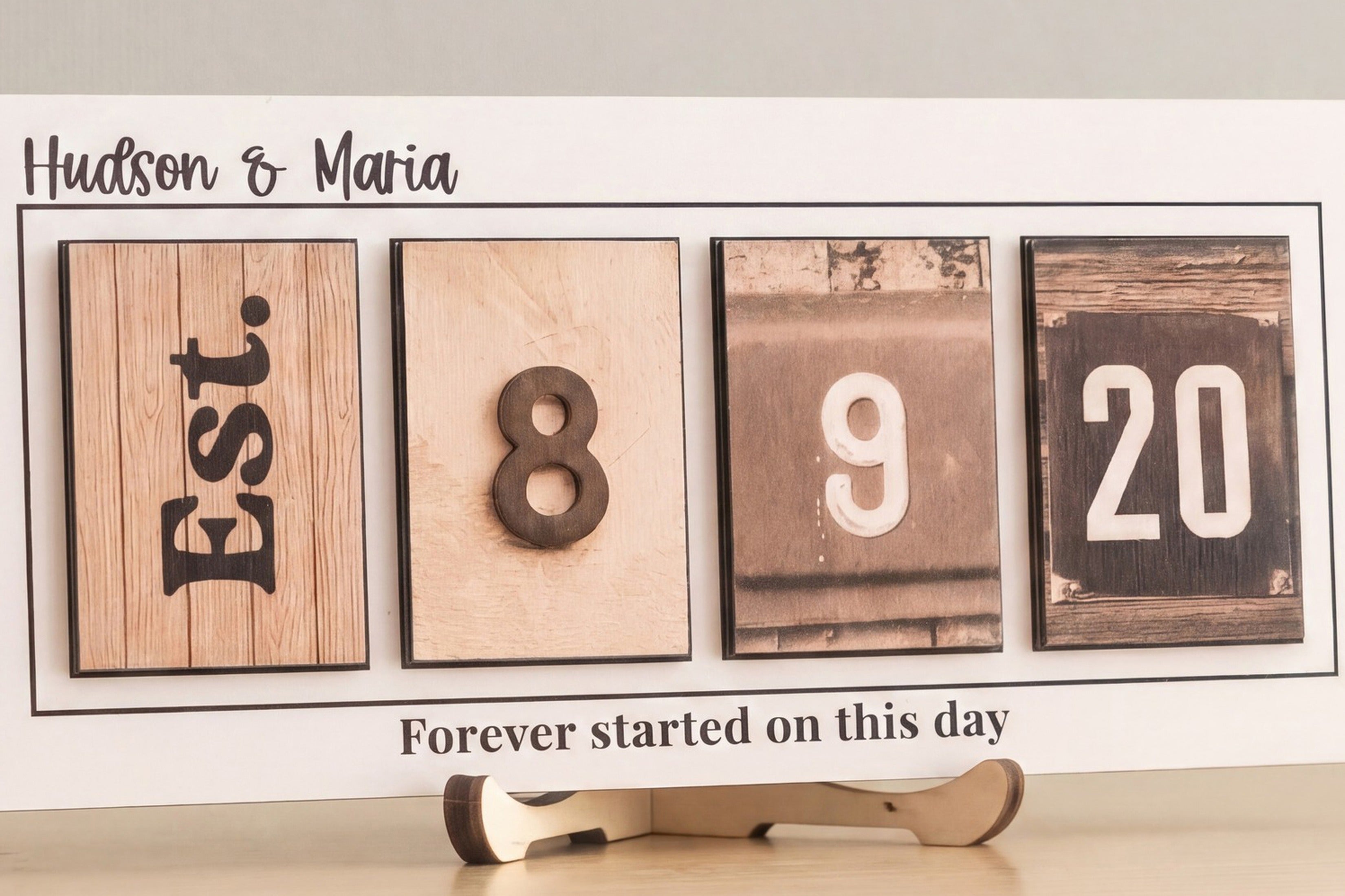 Personalized Wooden Date Block Sign Anniversary Gift Decor B09