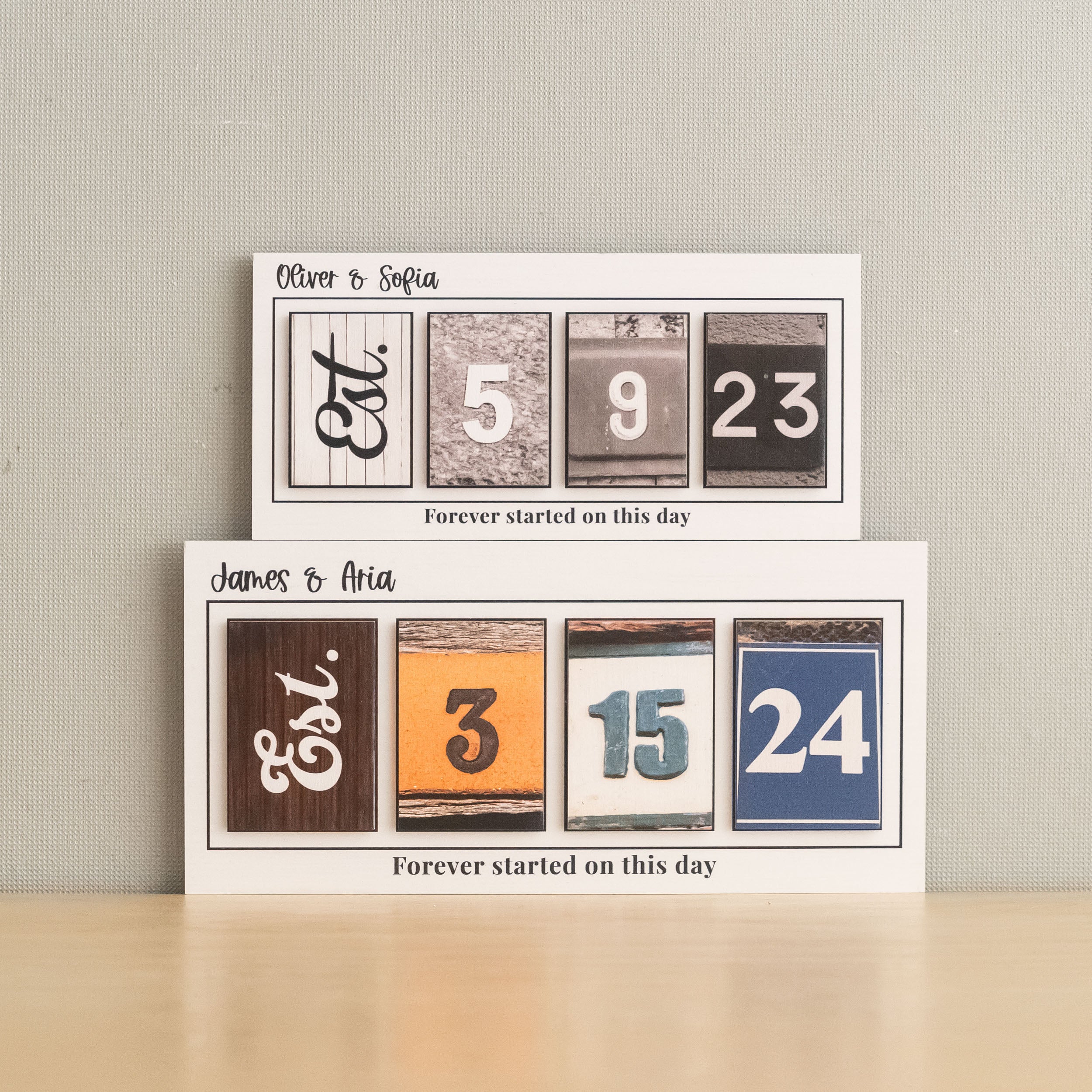 Personalized Wooden Date Block Sign Anniversary Gift Decor B09