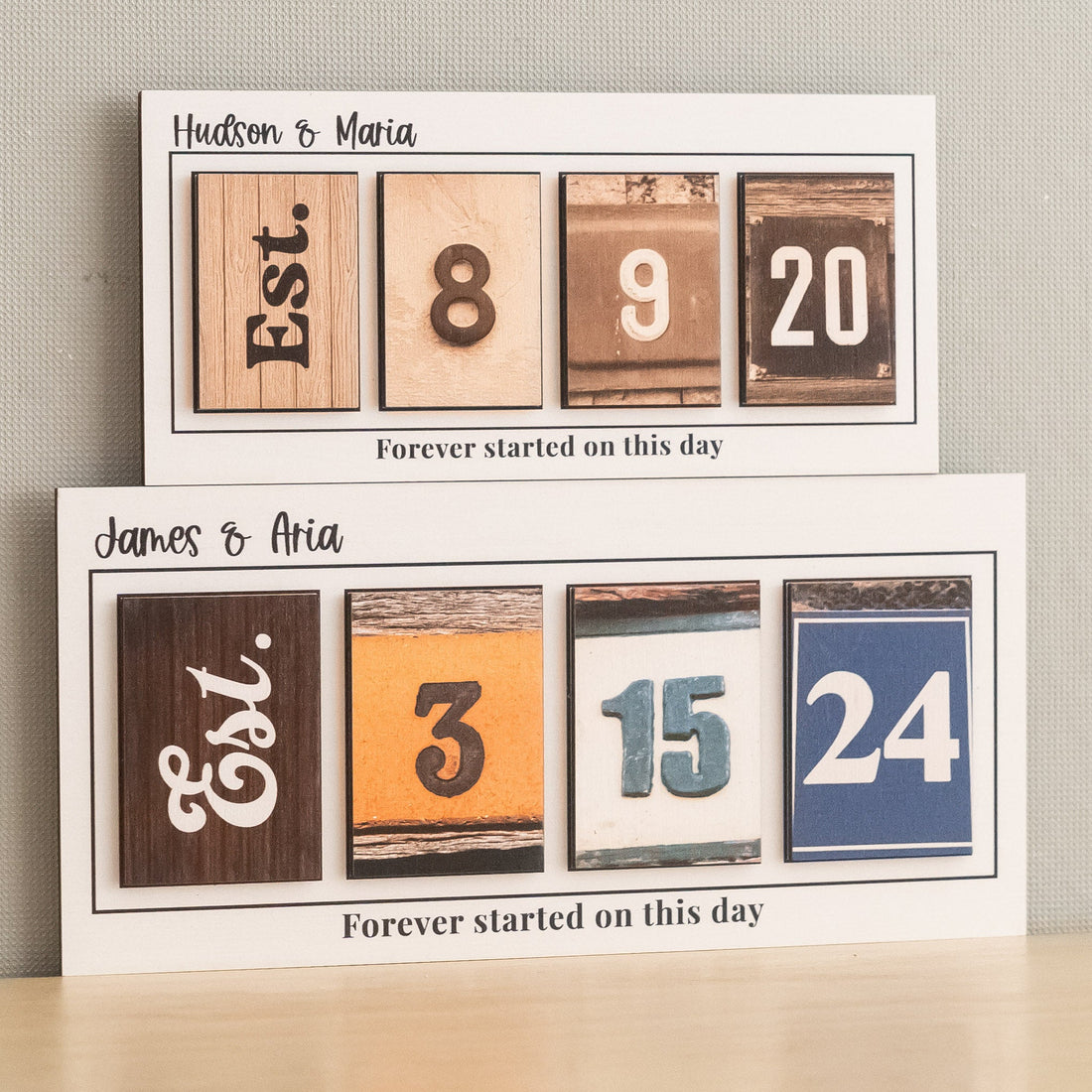 Personalized Wooden Date Block Sign Anniversary Gift Decor B09