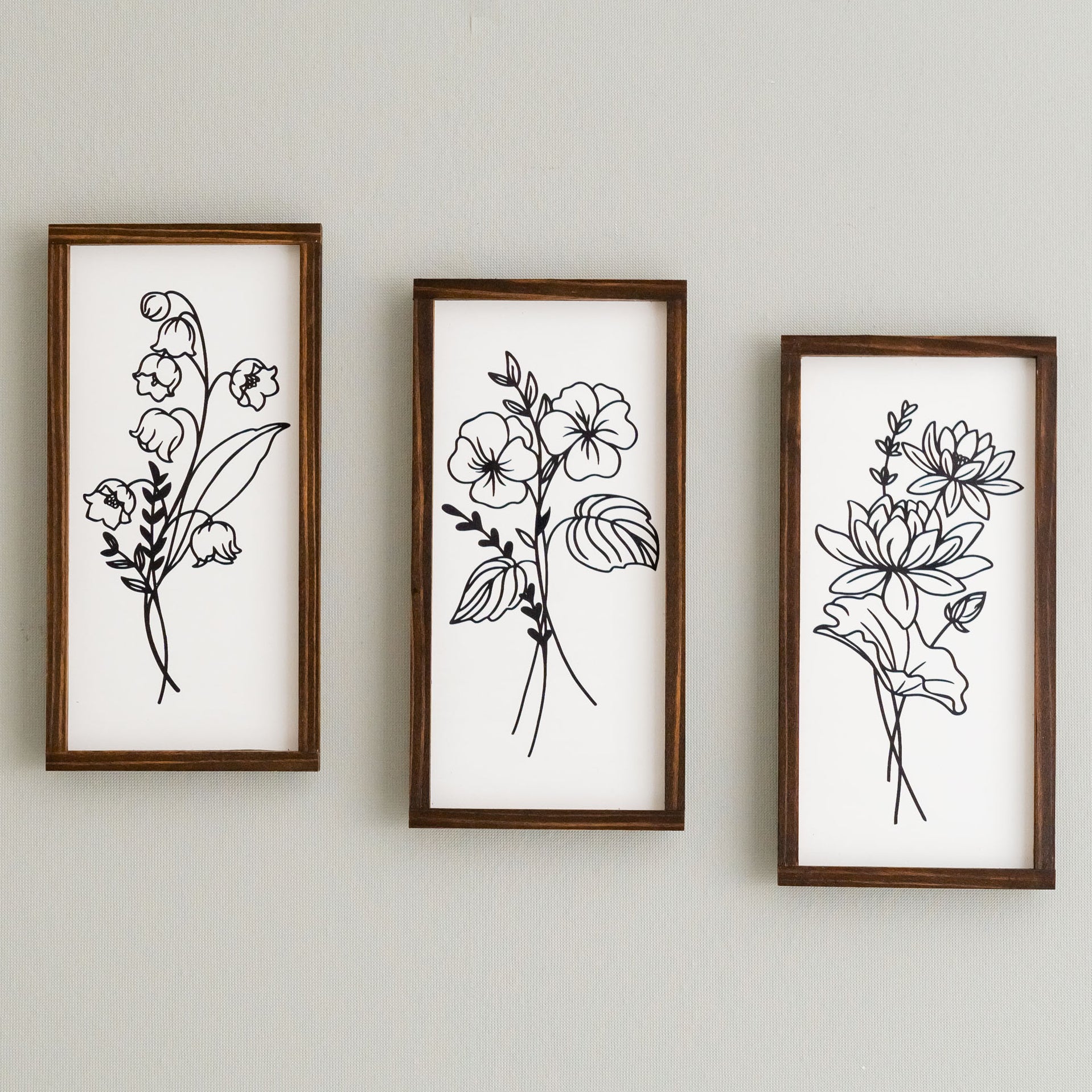 Wildflower Botanical Floral Wood Wall Hanging for Modern Wall Art and Floral Home Decor R26