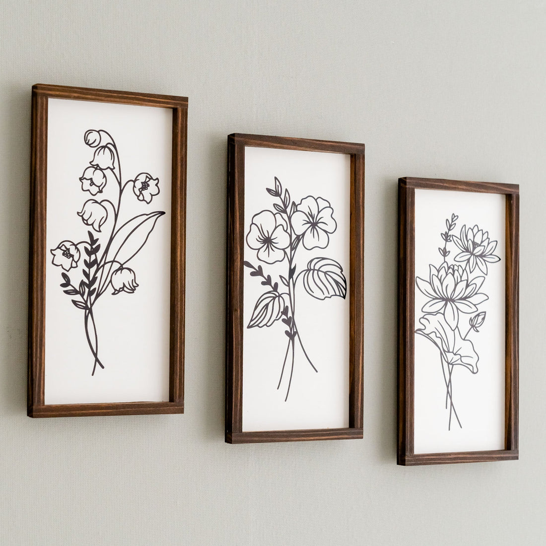 Wildflower Botanical Floral Wood Wall Hanging for Modern Wall Art and Floral Home Decor R26