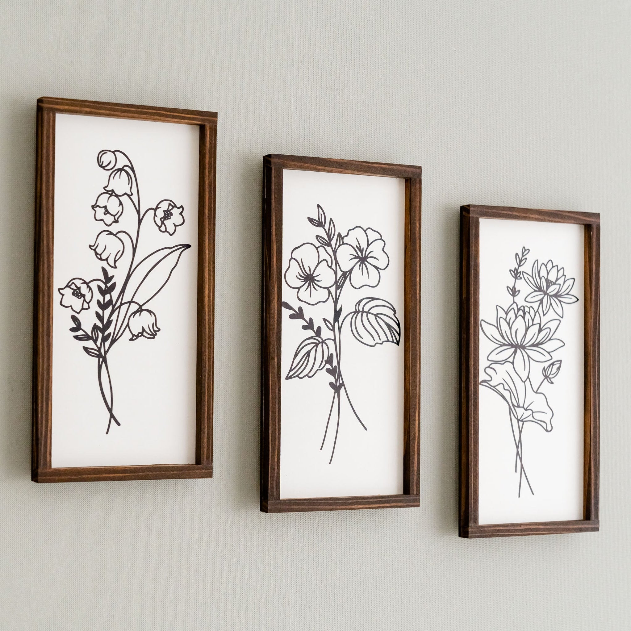 Wildflower Botanical Floral Wood Wall Hanging for Modern Wall Art and Floral Home Decor R26
