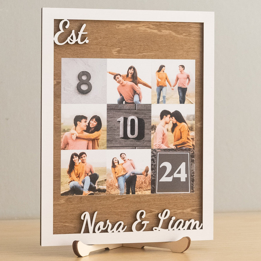 Personalized Couple Photo Collage Wood Sign for Newlyweds B13