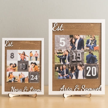 Personalized Couple Photo Collage Wood Sign for Newlyweds B13