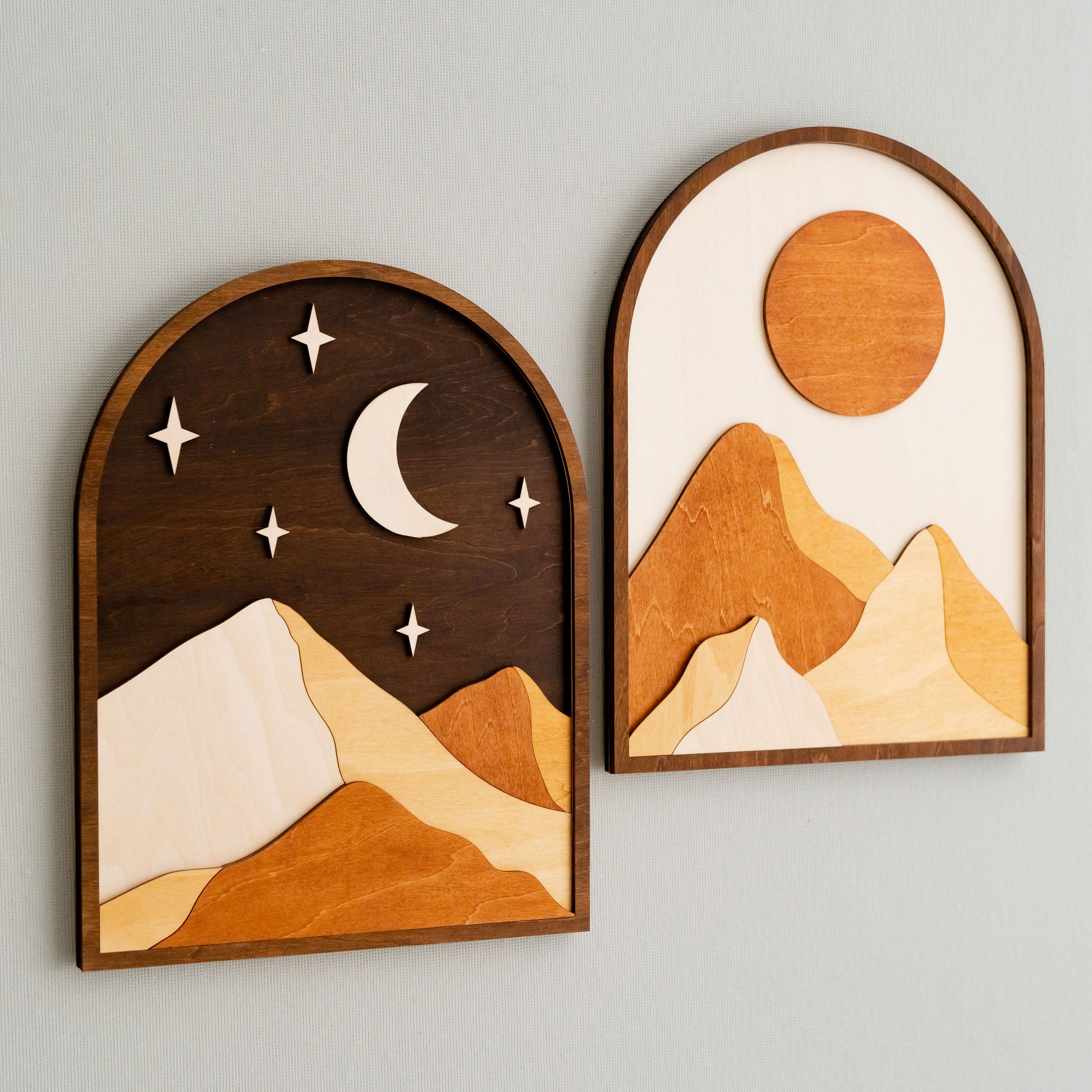 Sun And Moon Wood Wall Art Wood for Boho Wall Art Decor J53