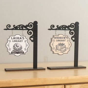 Personalized Library Hanging Wood Sign Reading Room Decor B11