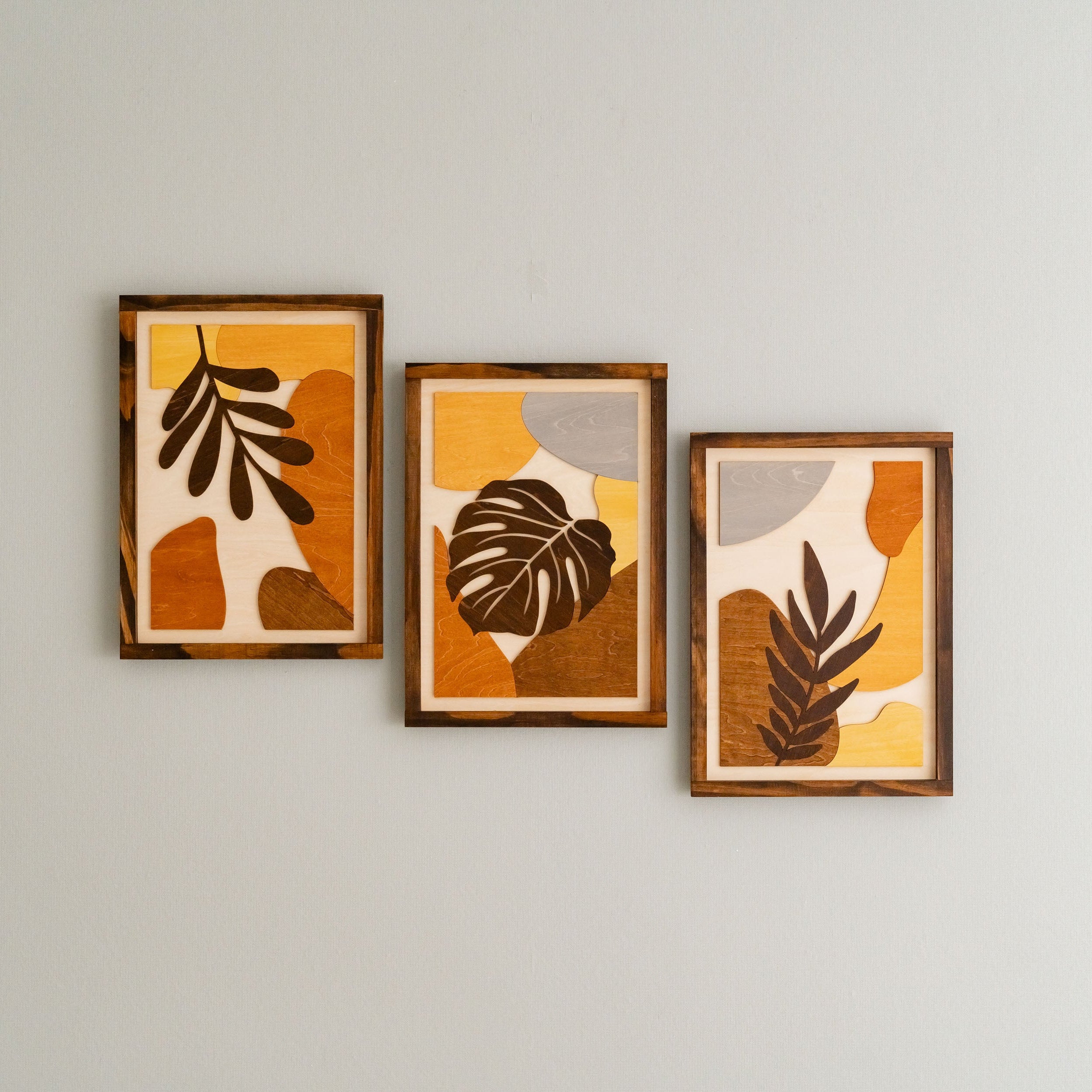 Bohemian Tropical Leaf Wooden Wall Art for Minimalist Homes R24