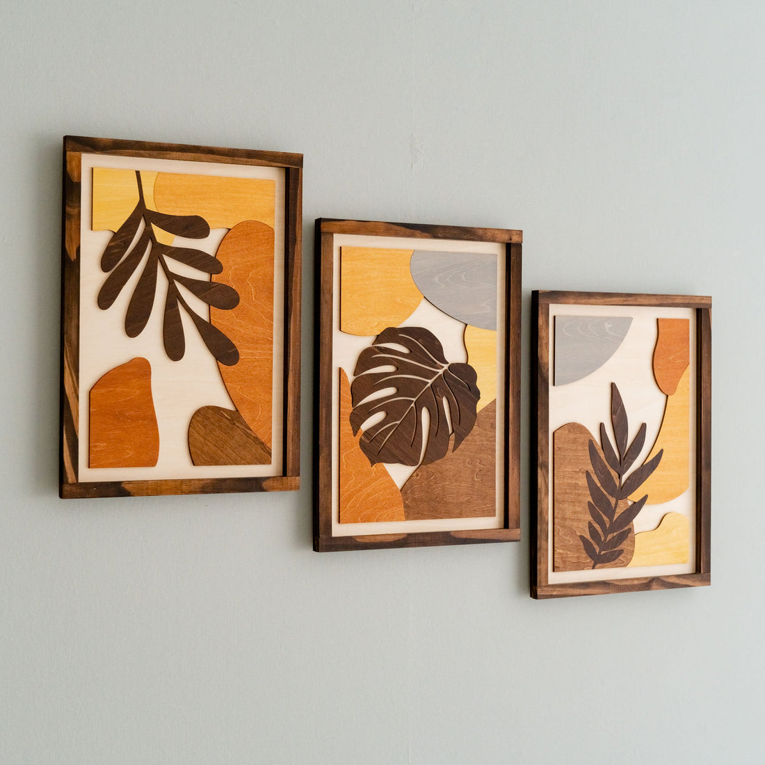 Bohemian Tropical Leaf Wooden Wall Art for Minimalist Homes R24